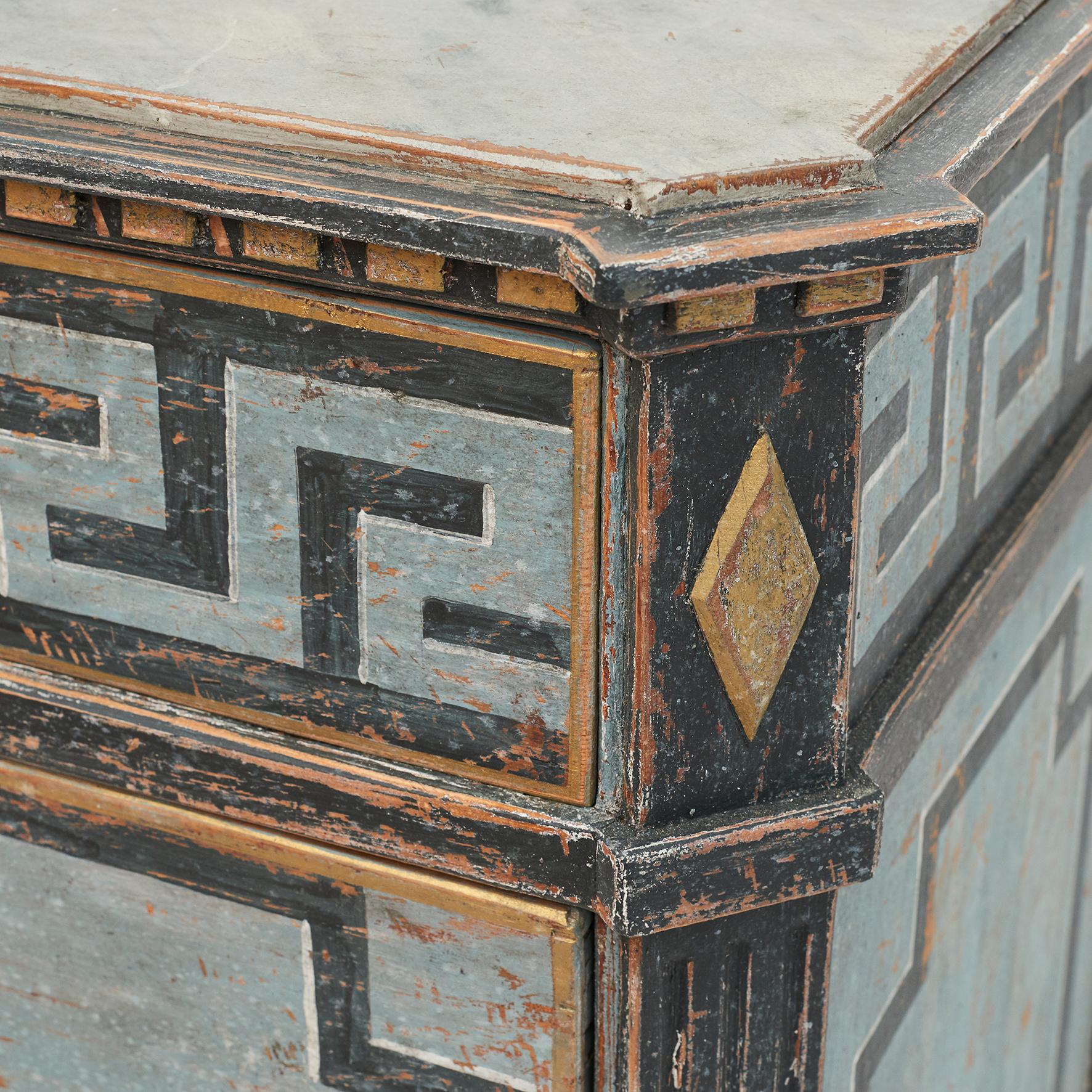 Mid-19th Century Swedish Chest of drawers Gustavian Style Painted in Blue Shades 7