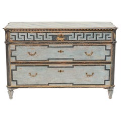 Mid-19th Century Swedish Chest of drawers Gustavian Style Painted in Blue Shades