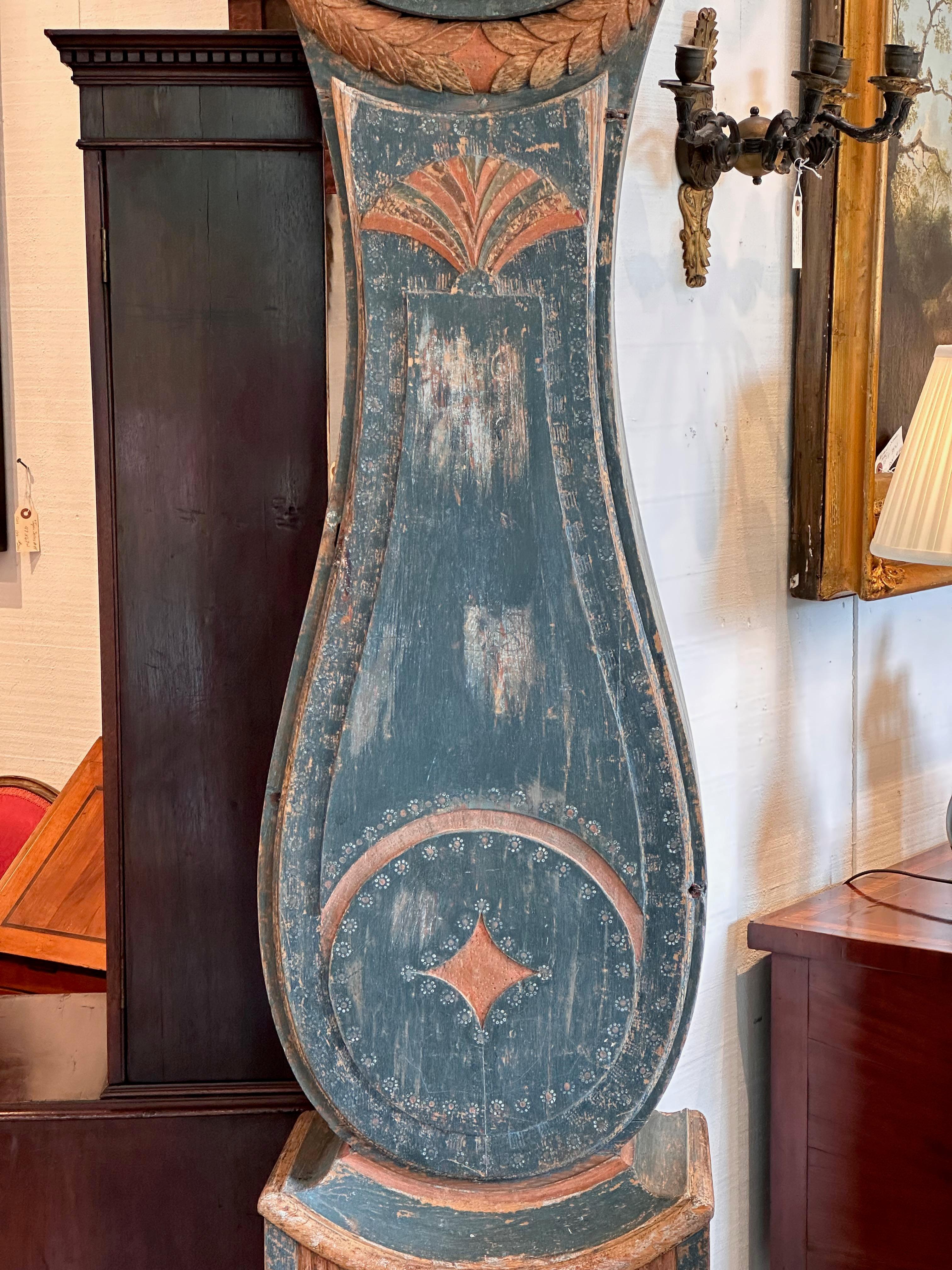 Mid 19th Century Swedish Clock With Blue Paint For Sale 2