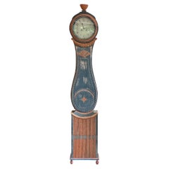 Antique Mid 19th Century Swedish Clock With Blue Paint