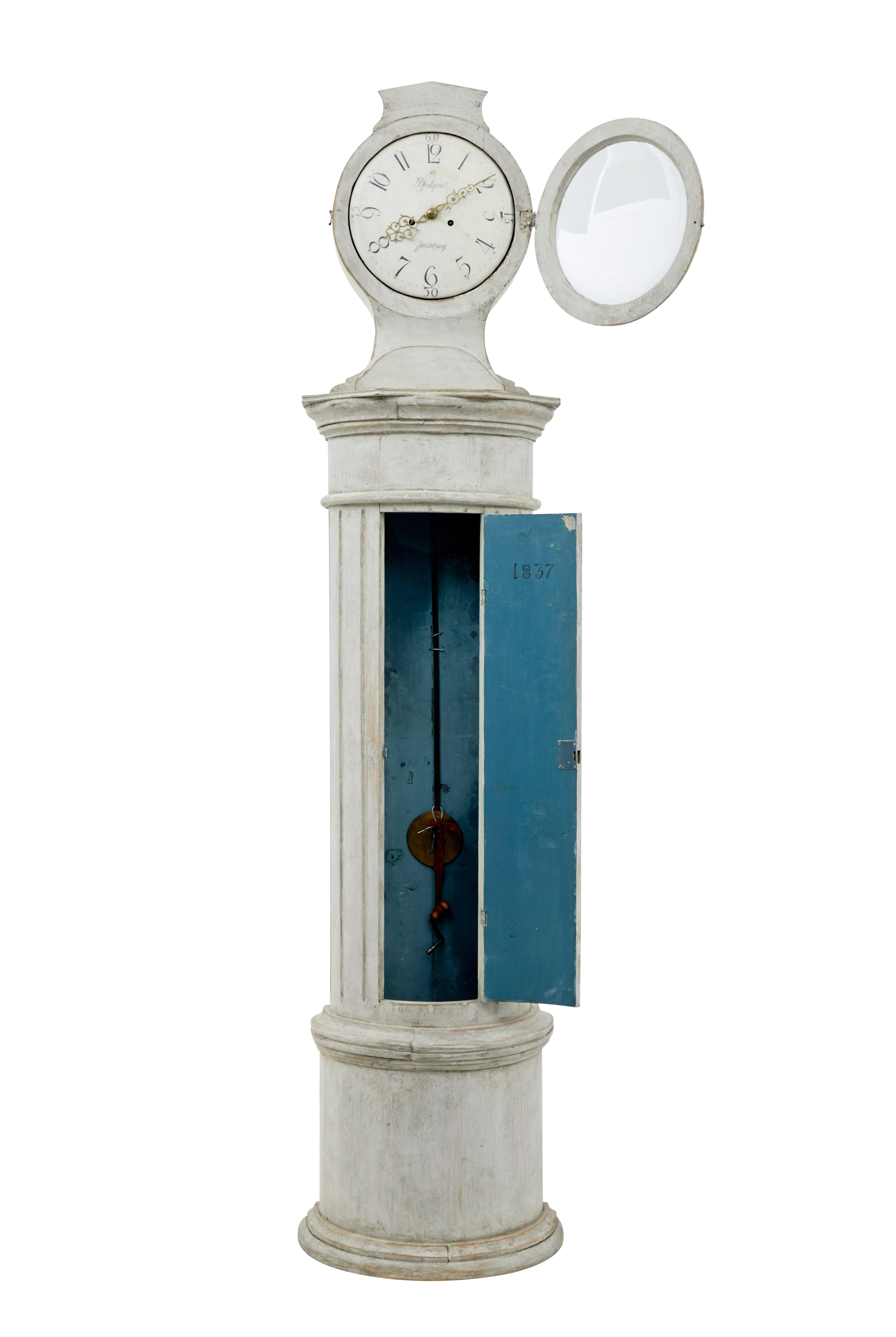 Early Victorian Mid-19th Century Swedish Decorative Column Long Case Clock