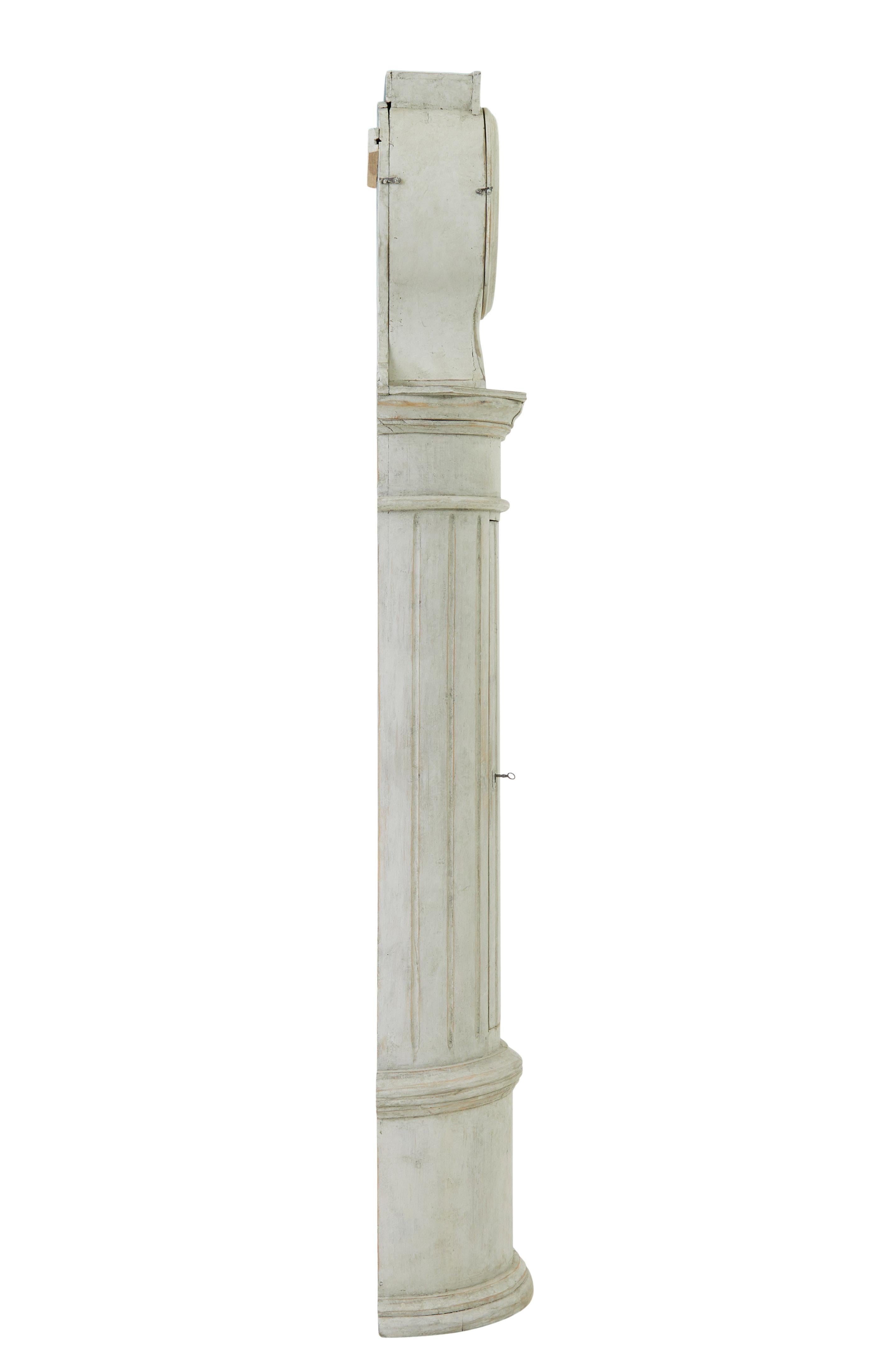Gustavian Mid 19th century Swedish decorative column long case clock For Sale