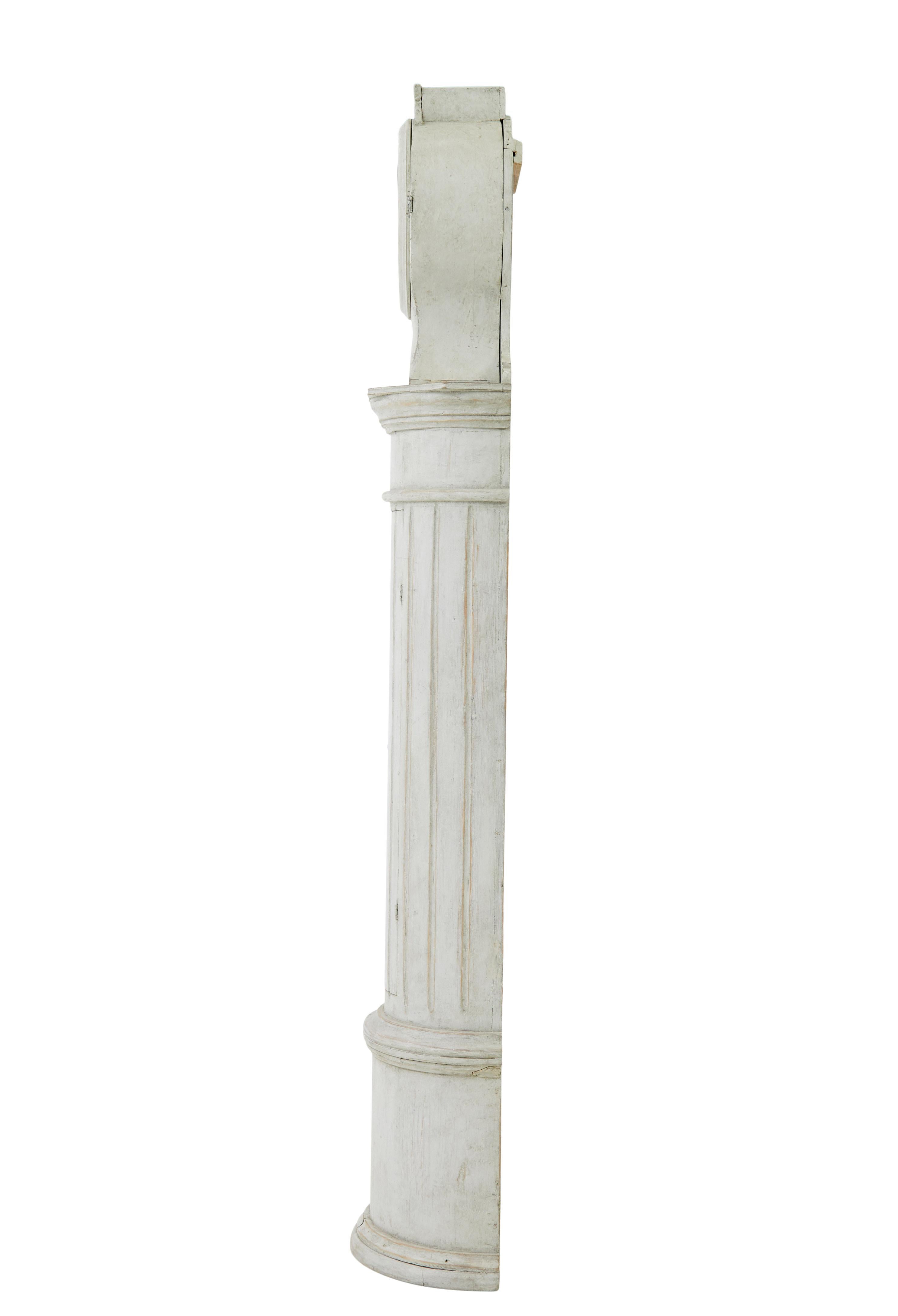 Mitte des 19. Jahrhunderts Schwedische dekorative Säulenuhr mit langem Gehäuse im Zustand „Gut“ im Angebot in Debenham, Suffolk
