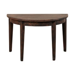 Antique Mid-19th Century Swedish Demilune Console in Dark Finish
