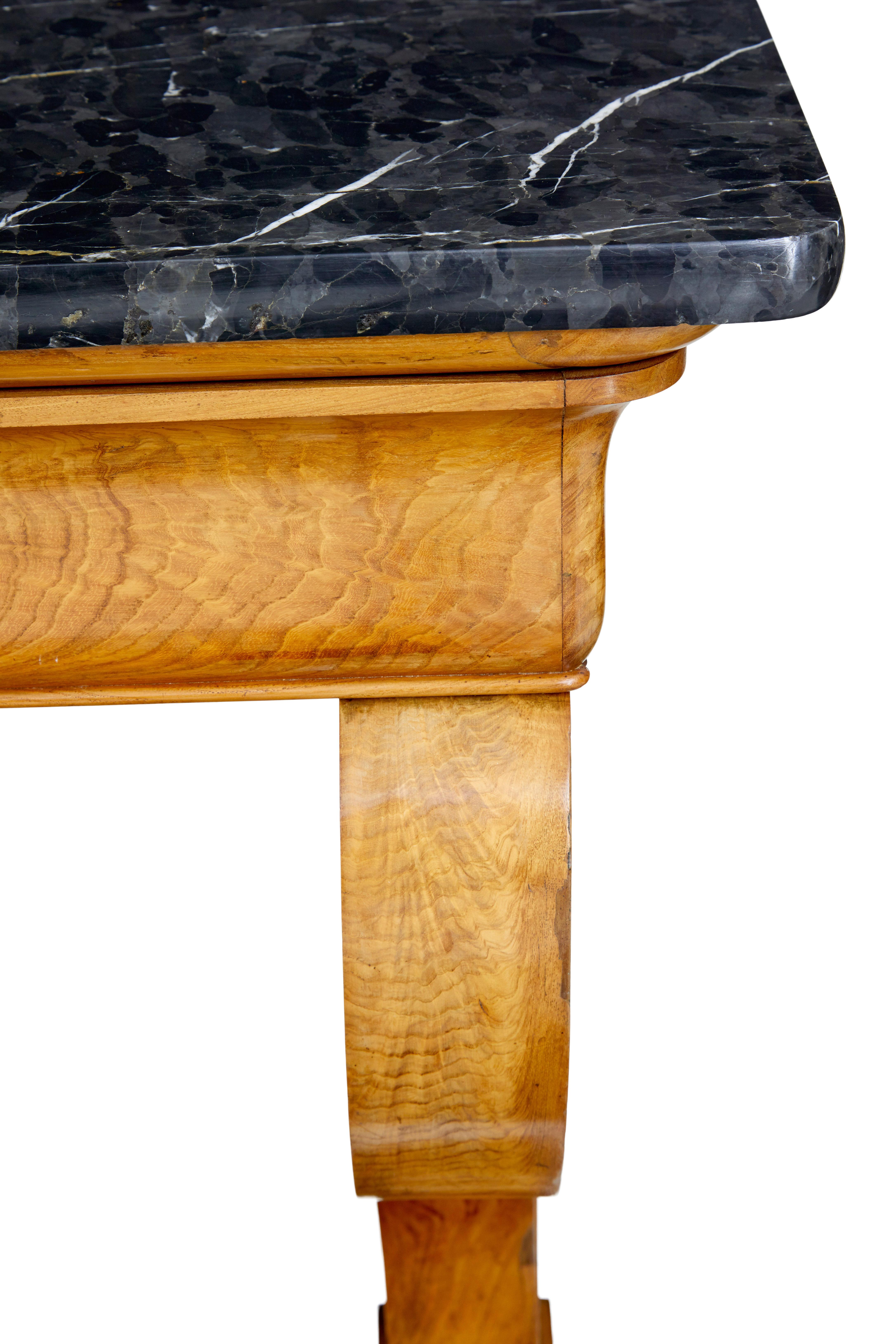 Marble Mid 19th century Swedish elm marble top console table For Sale