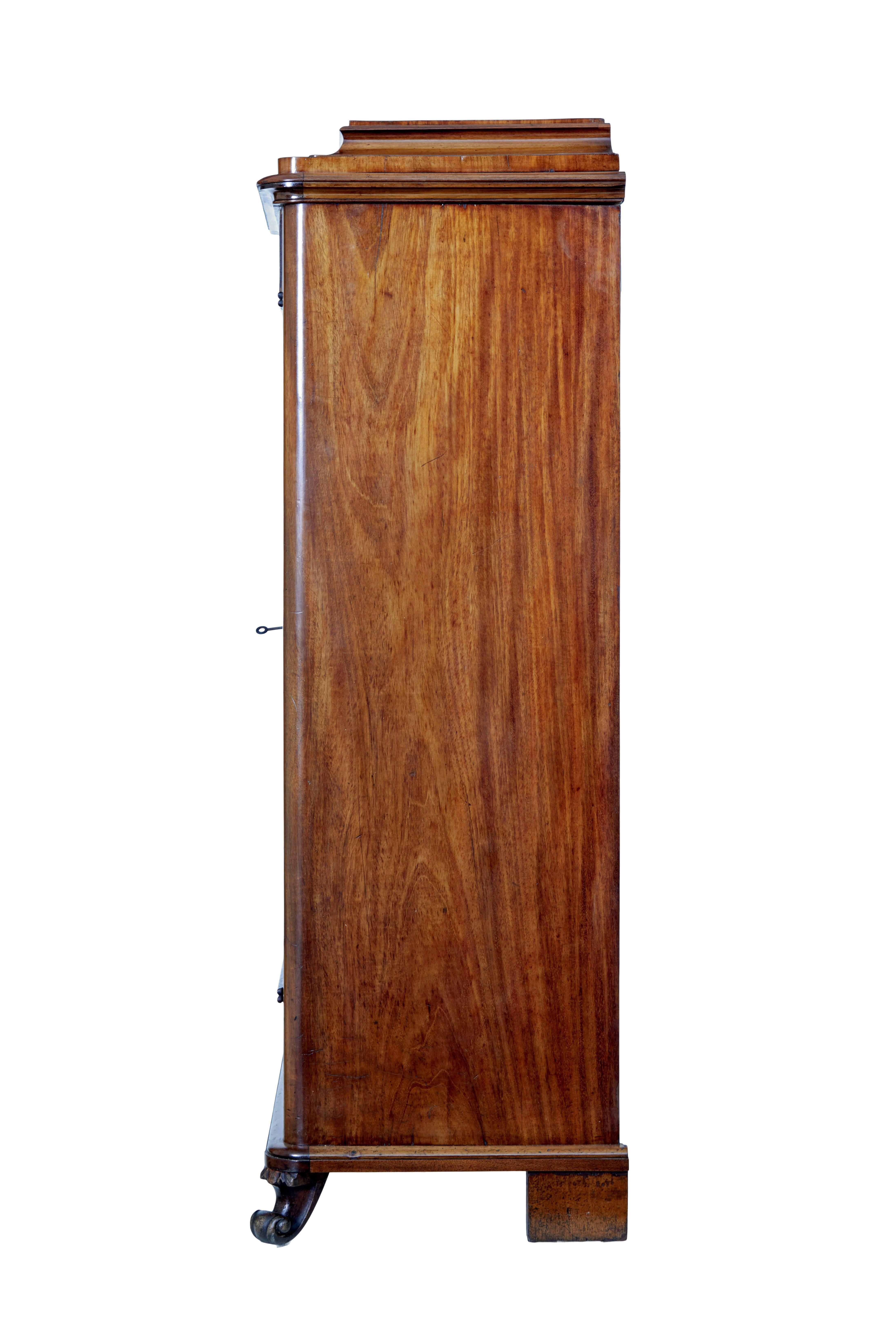 19th Century Mid 19th century Swedish flame mahogany cupboard For Sale