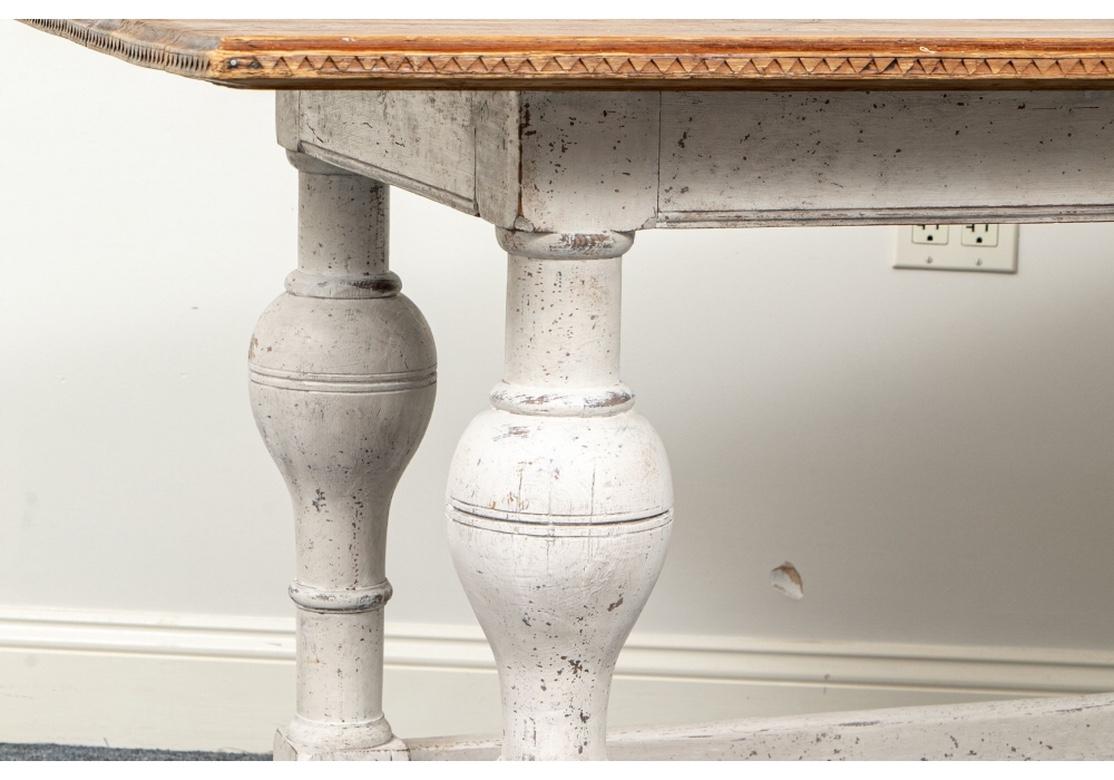Gustavian Mid-19th Century Swedish Floral Incised Pine Work Table