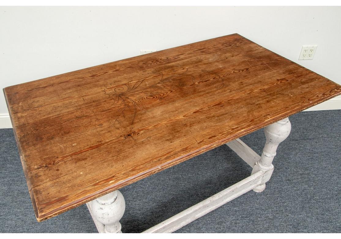 Mid-19th Century Swedish Floral Incised Pine Work Table 3