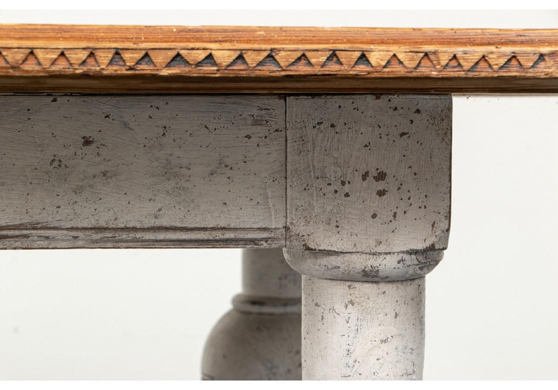 Mid-19th Century Swedish Floral Incised Pine Work Table 4