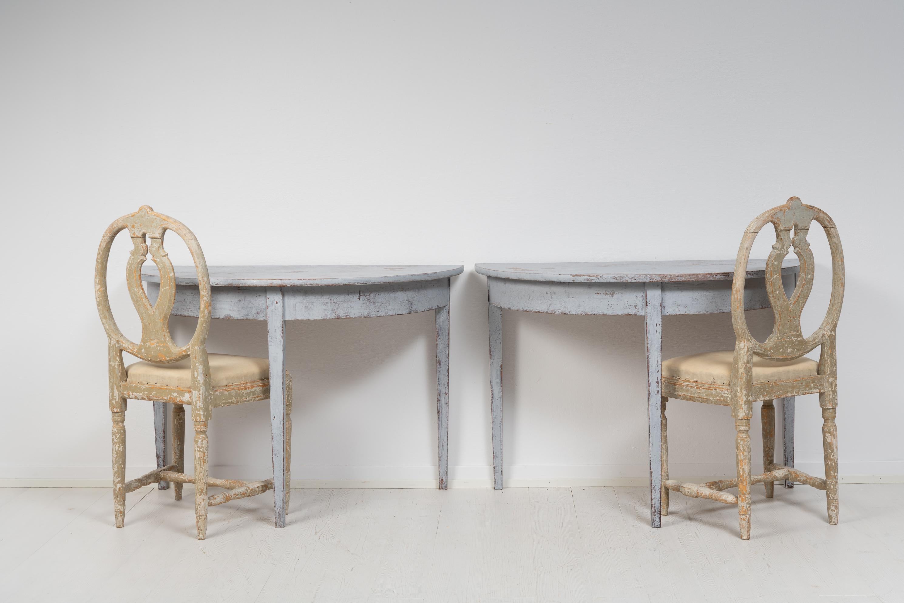 Hand-Crafted Mid-19th Century Swedish Gustavian Style Demi Lune Tables