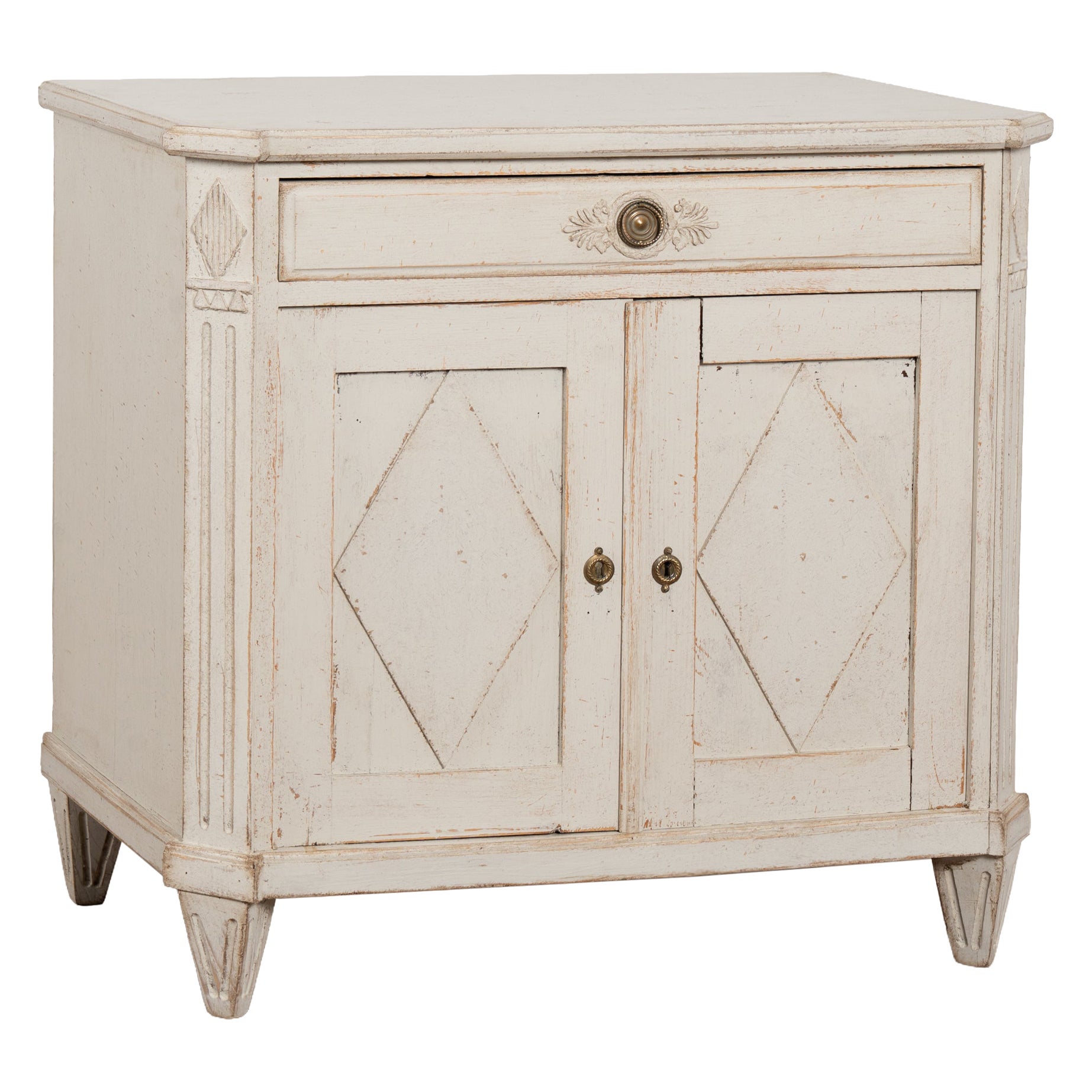 Mid-19th Century Swedish Gustavian White Painted Sideboard Cabinet