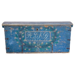 Mid 19th century Swedish hand painted dome top coffer
