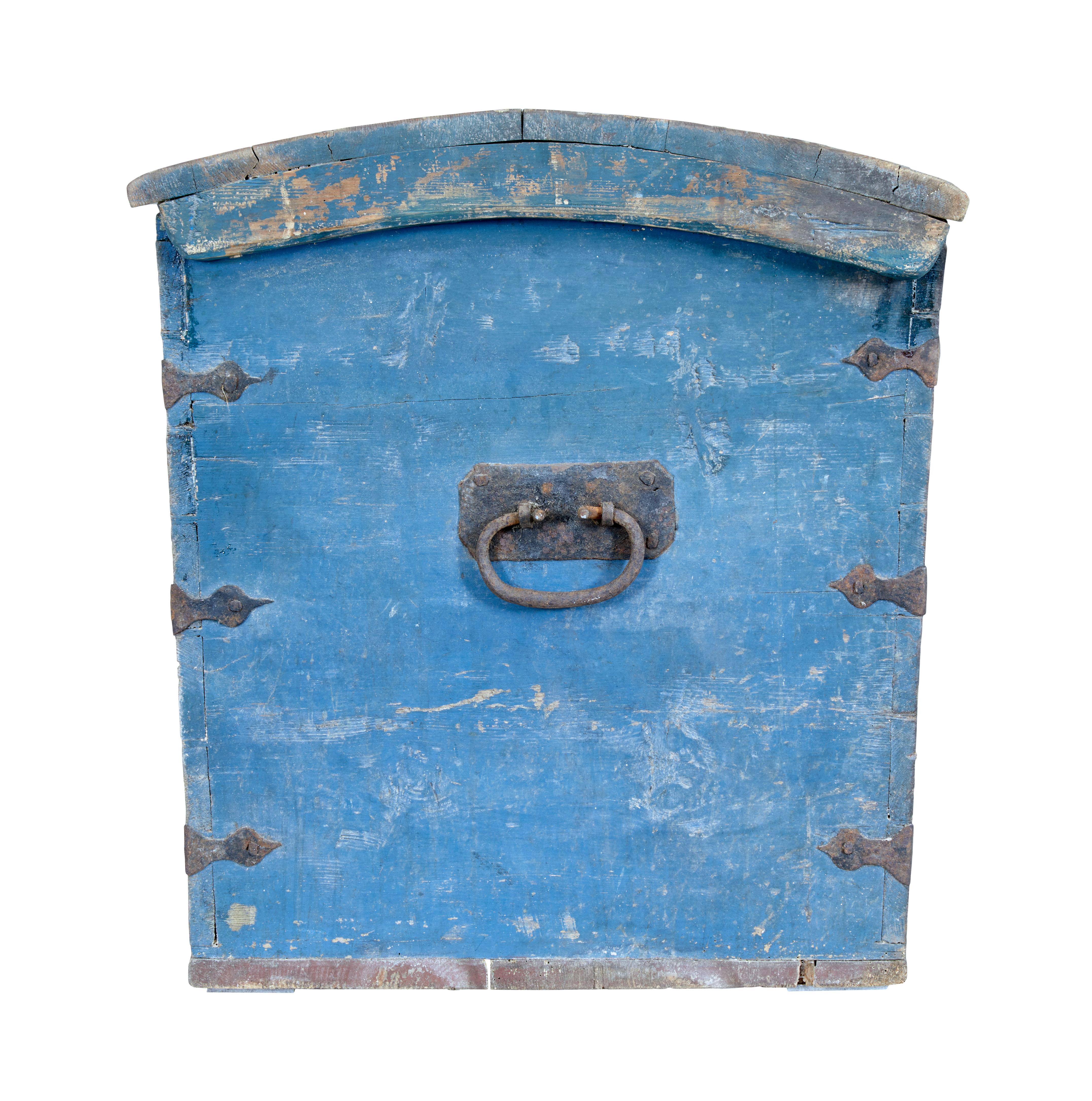 Mid 19th Century Swedish Hand Painted Dome Top Trunk 2