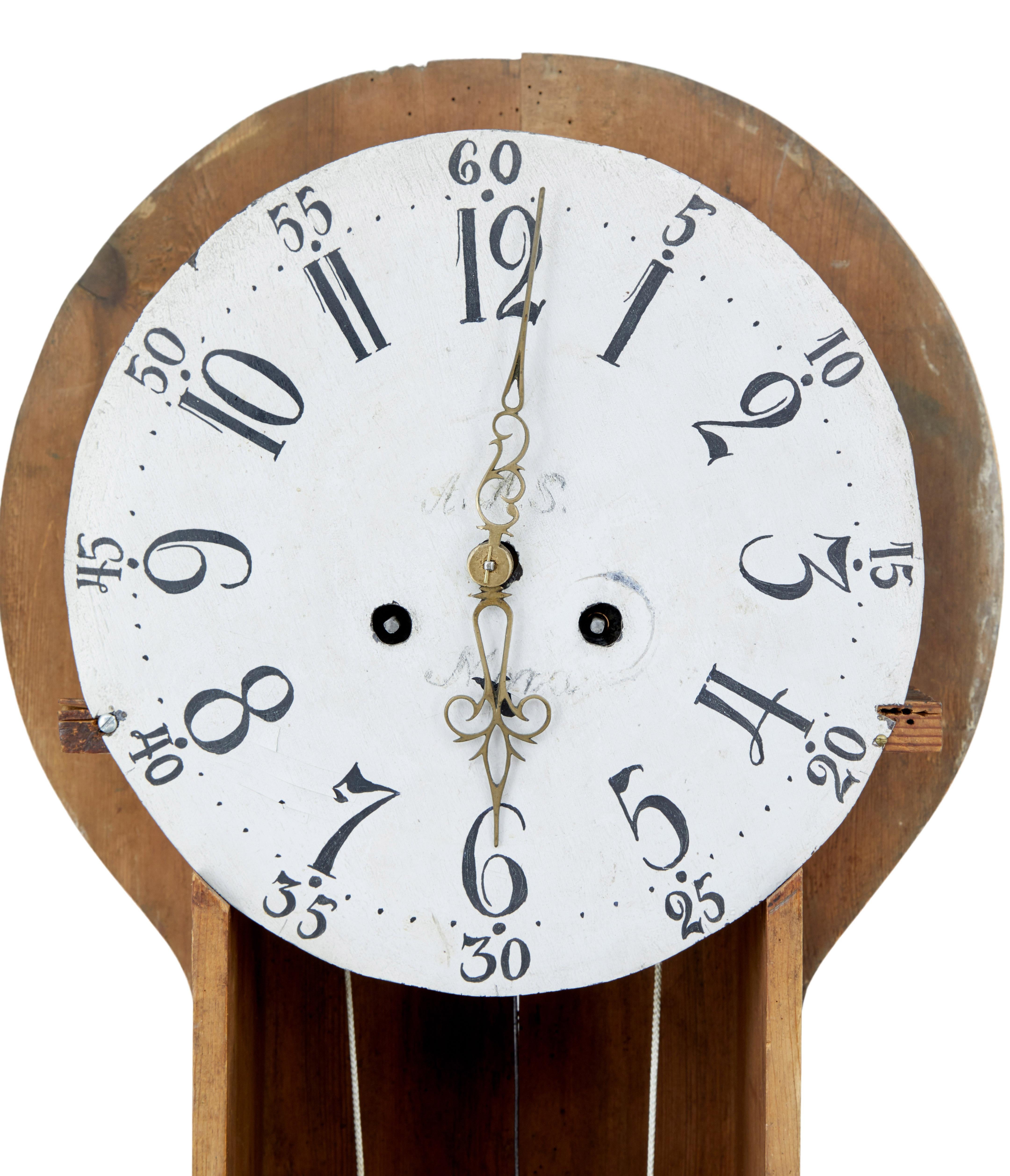 Mid-19th Century Swedish Hand Painted Mora Longcase Clock 2