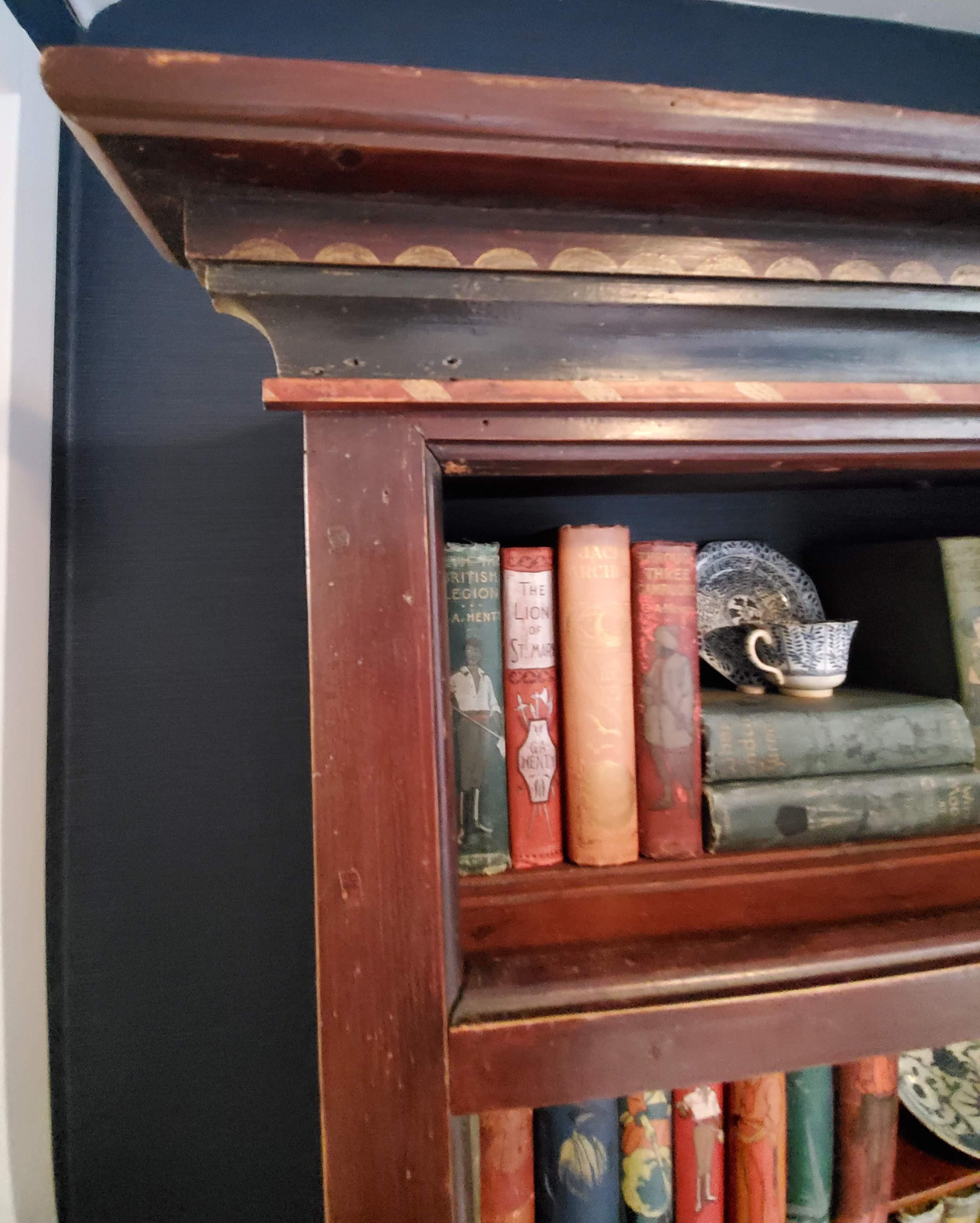 Mid 19th Century Swedish Hand-Painted Pine Kitchen Cabinet with Plate Rack For Sale 2