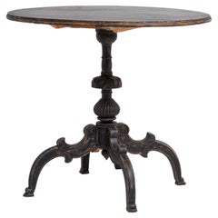 Schwedischer ovaler Tisch mit schwarzer Klappplatte aus der Mitte des 19. Jahrhunderts