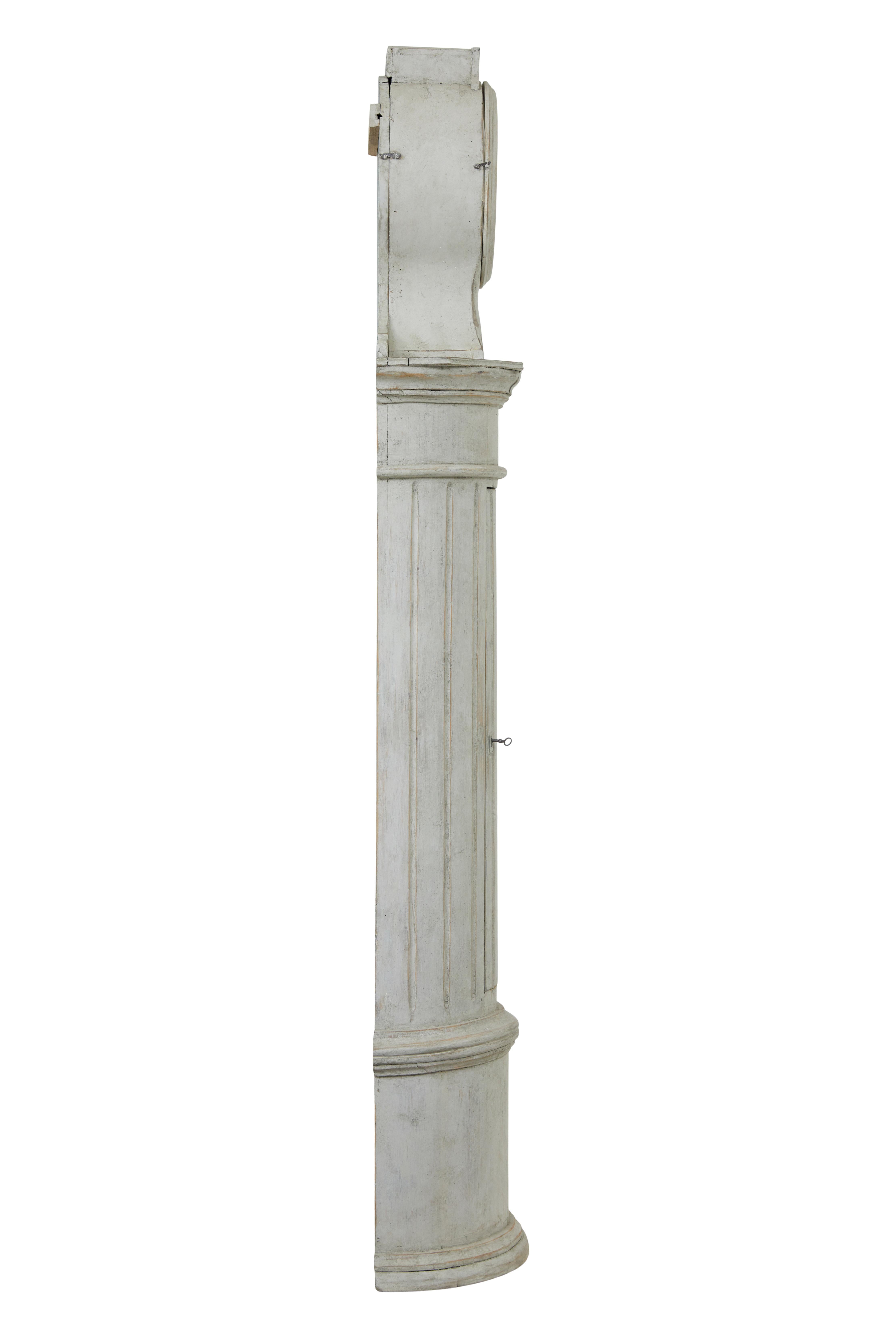 Hand-Carved Mid 19th century Swedish painted long case clock For Sale