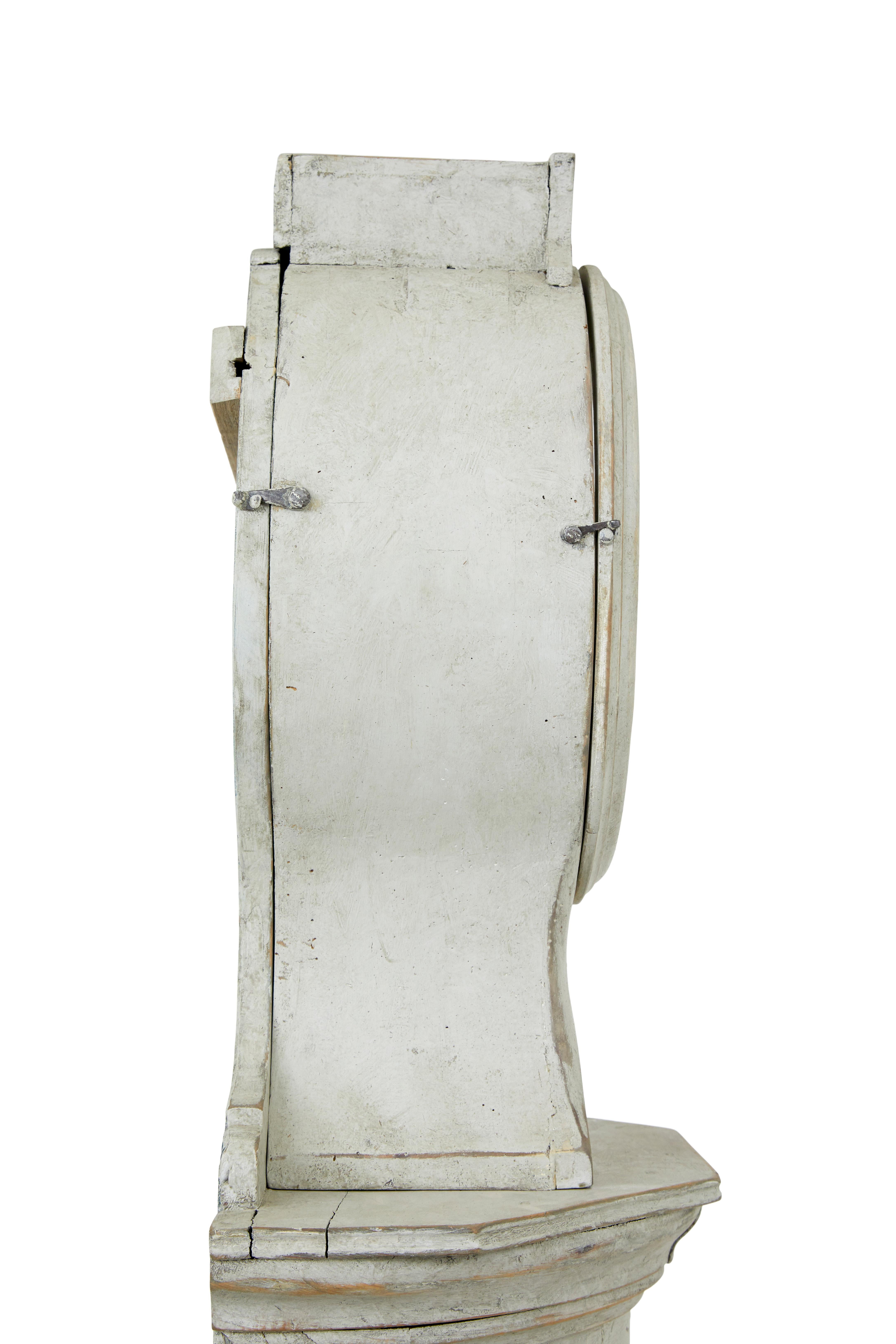 19th Century Mid 19th century Swedish painted long case clock For Sale