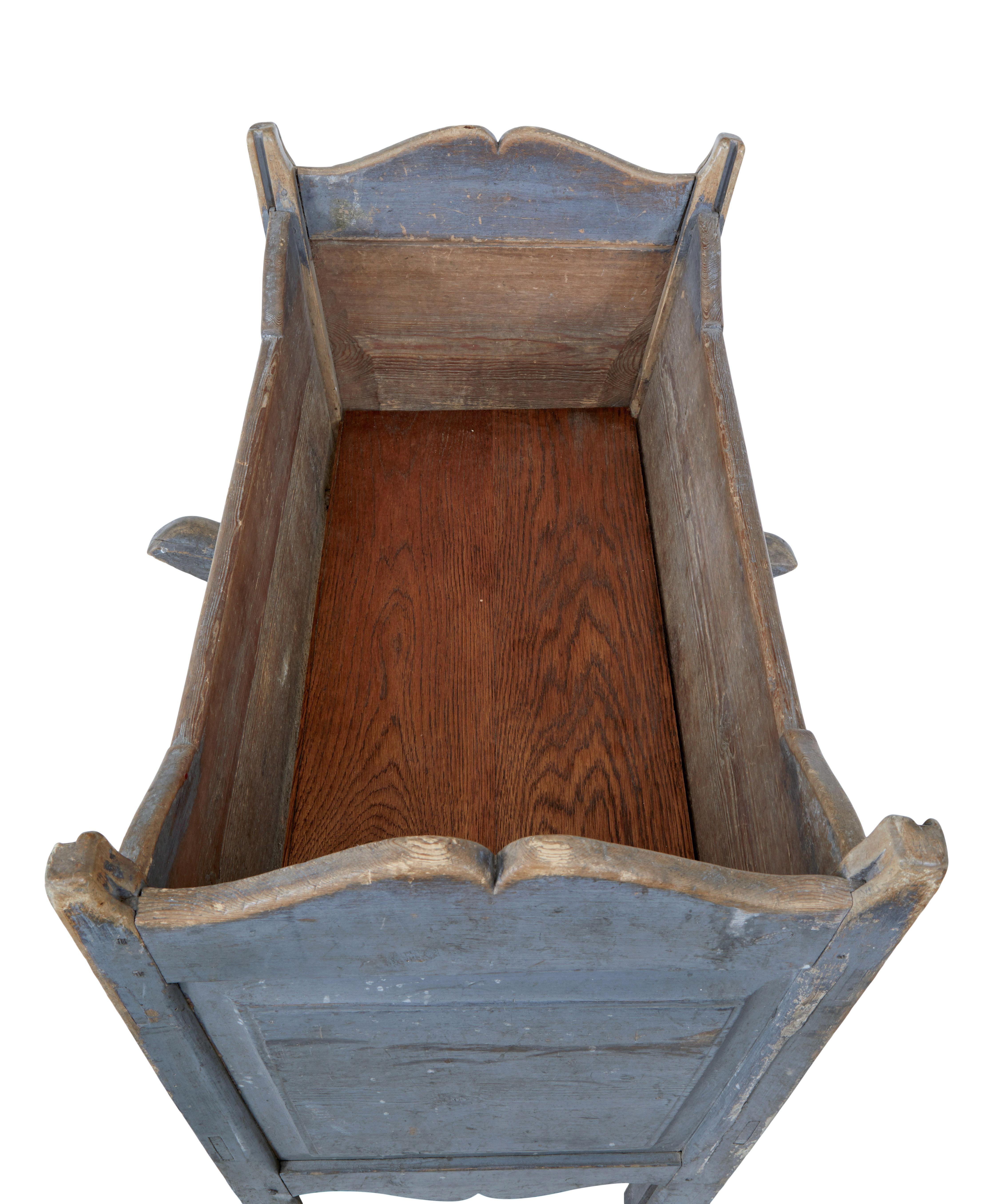 19th Century Mid 19th century Swedish painted pine rocking cradle For Sale