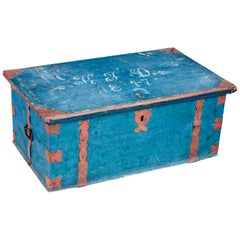 Antique Mid-19th Century Swedish Painted Pine Strong Box
