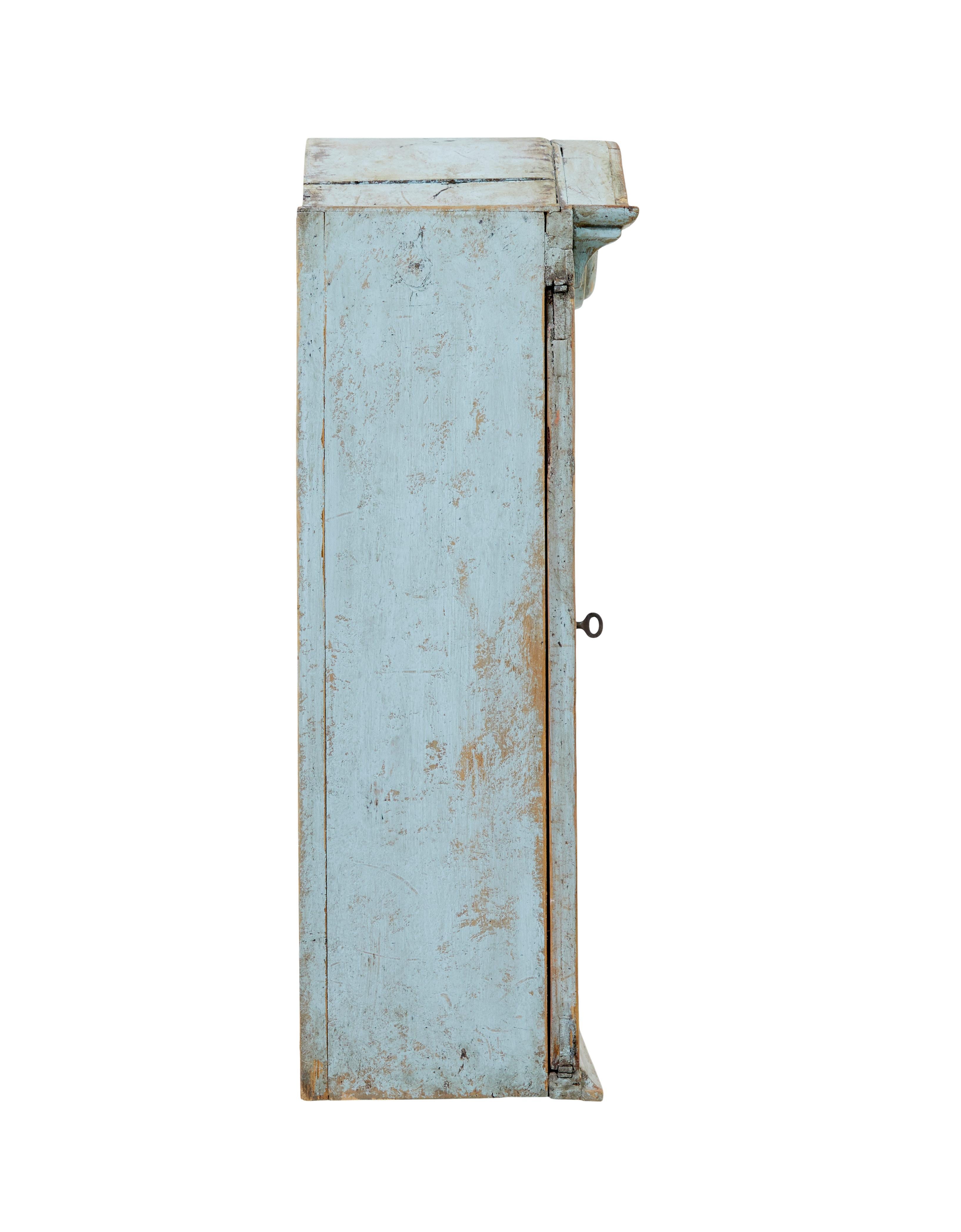 19th Century Mid 19th century Swedish painted pine wall cupboard