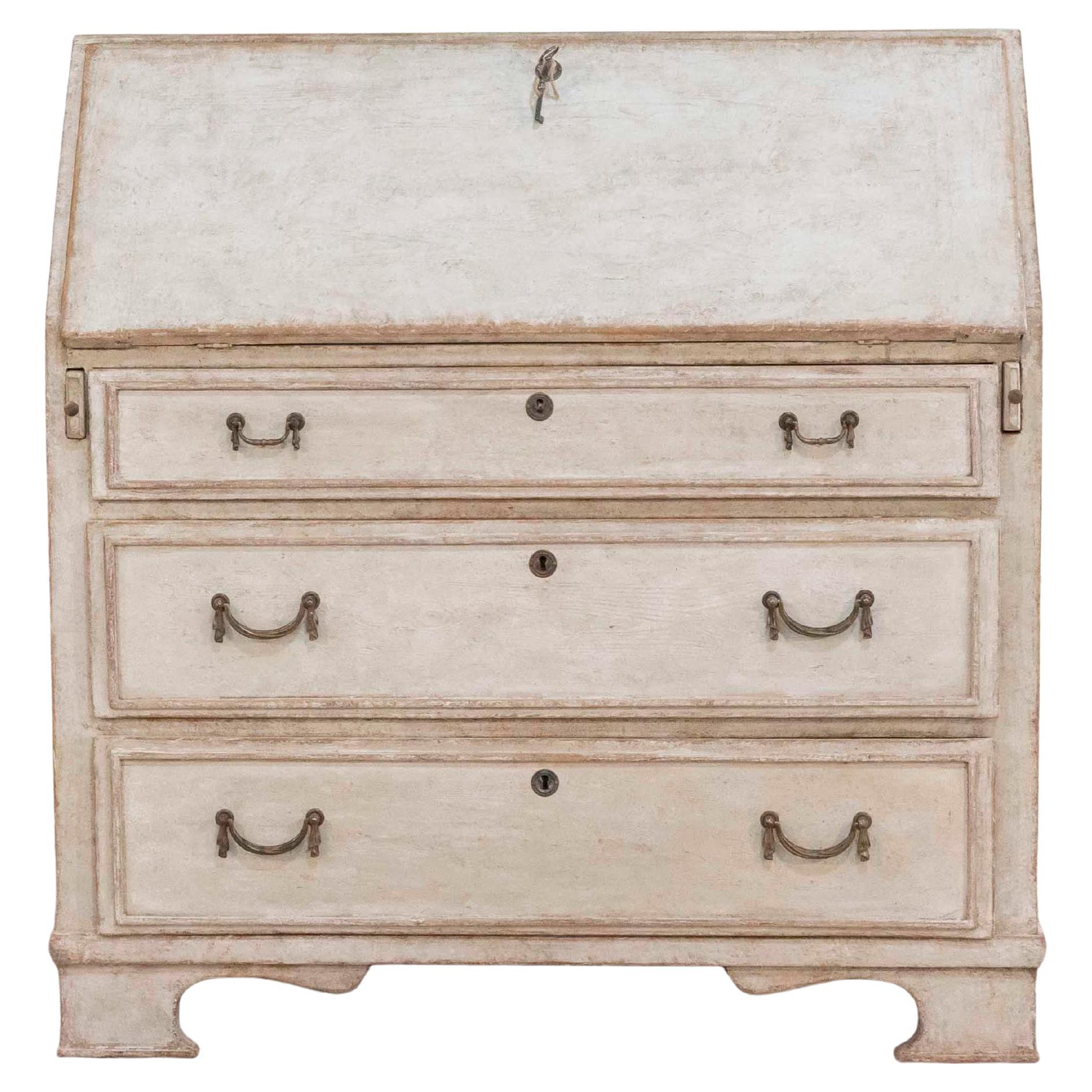 Mid-19th Century Swedish Painted Secretary in Pine, circa 1840–1850 For Sale