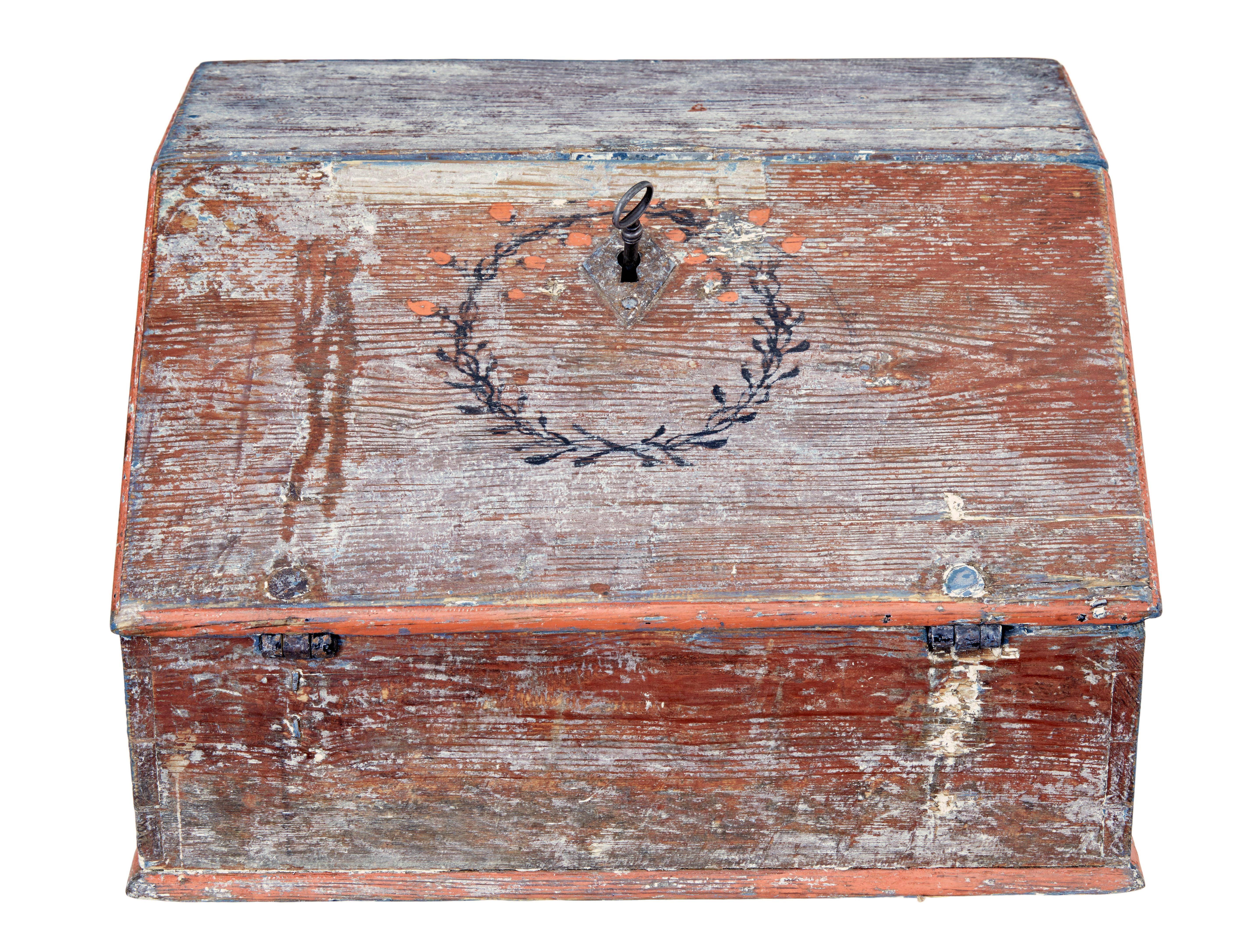 19th Century Mid 19th century Swedish painted table top writing desk