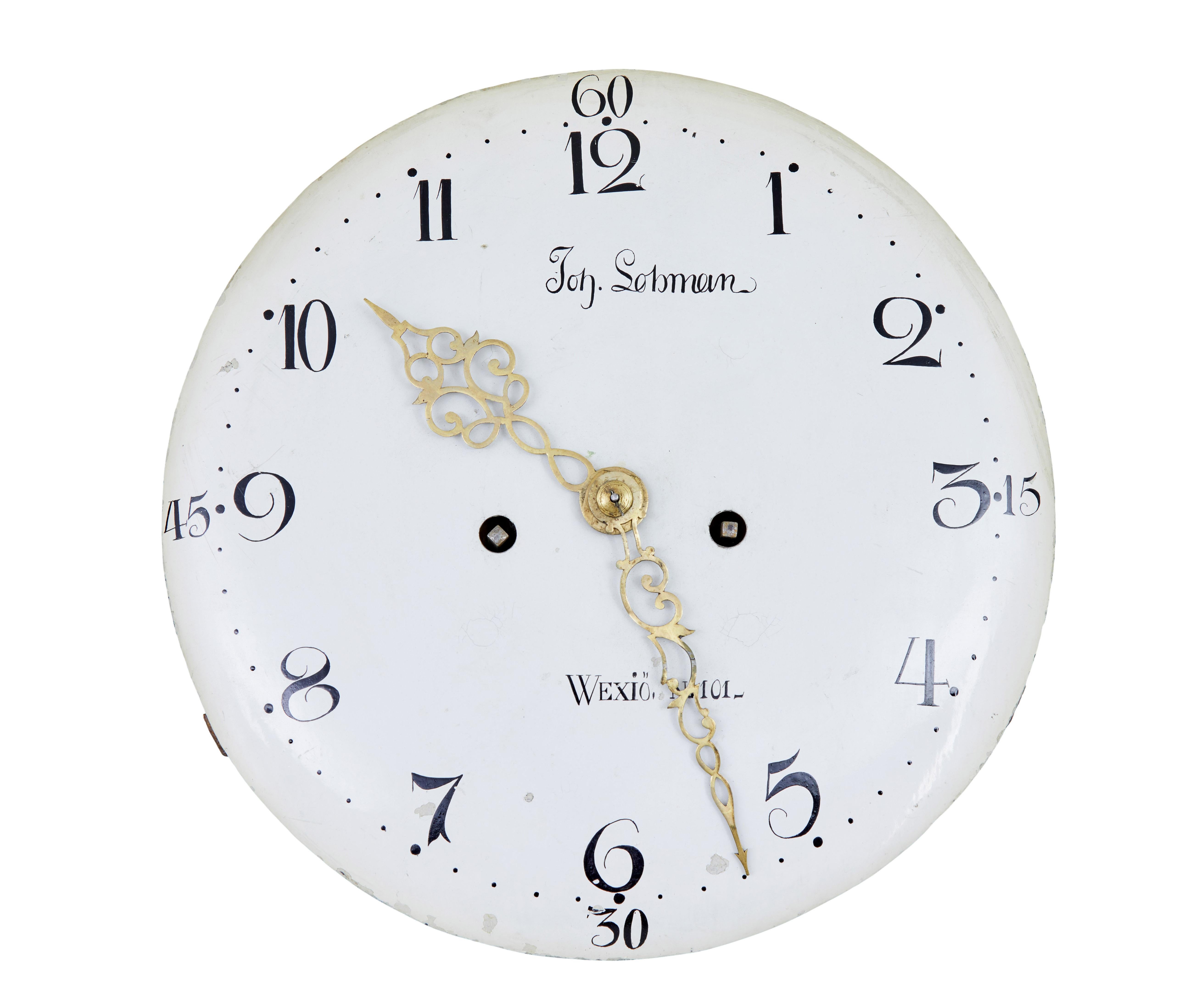 Mid 19th century Swedish pine long case mora clock For Sale 3