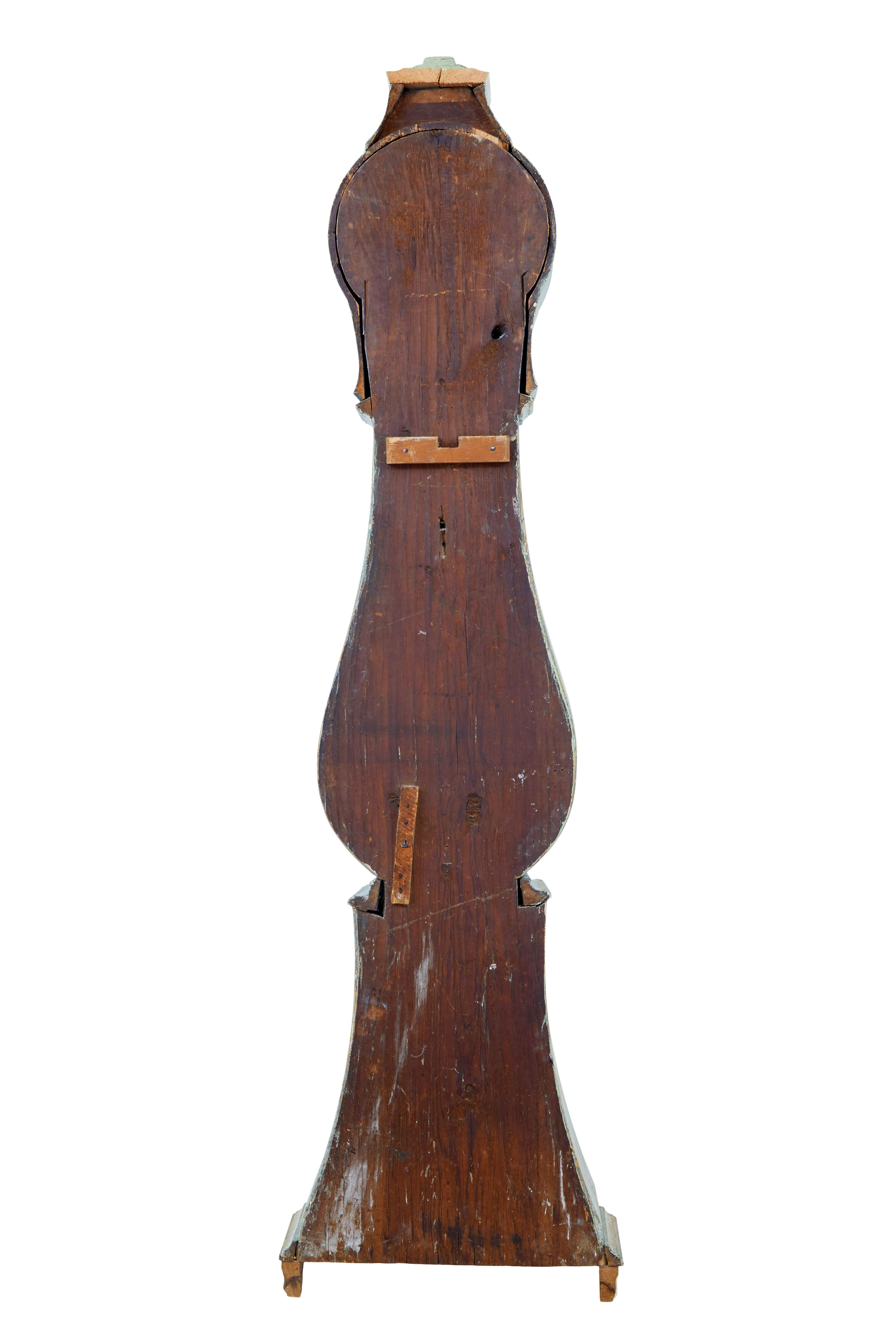 Hand-Crafted Mid 19th century Swedish pine long case mora clock