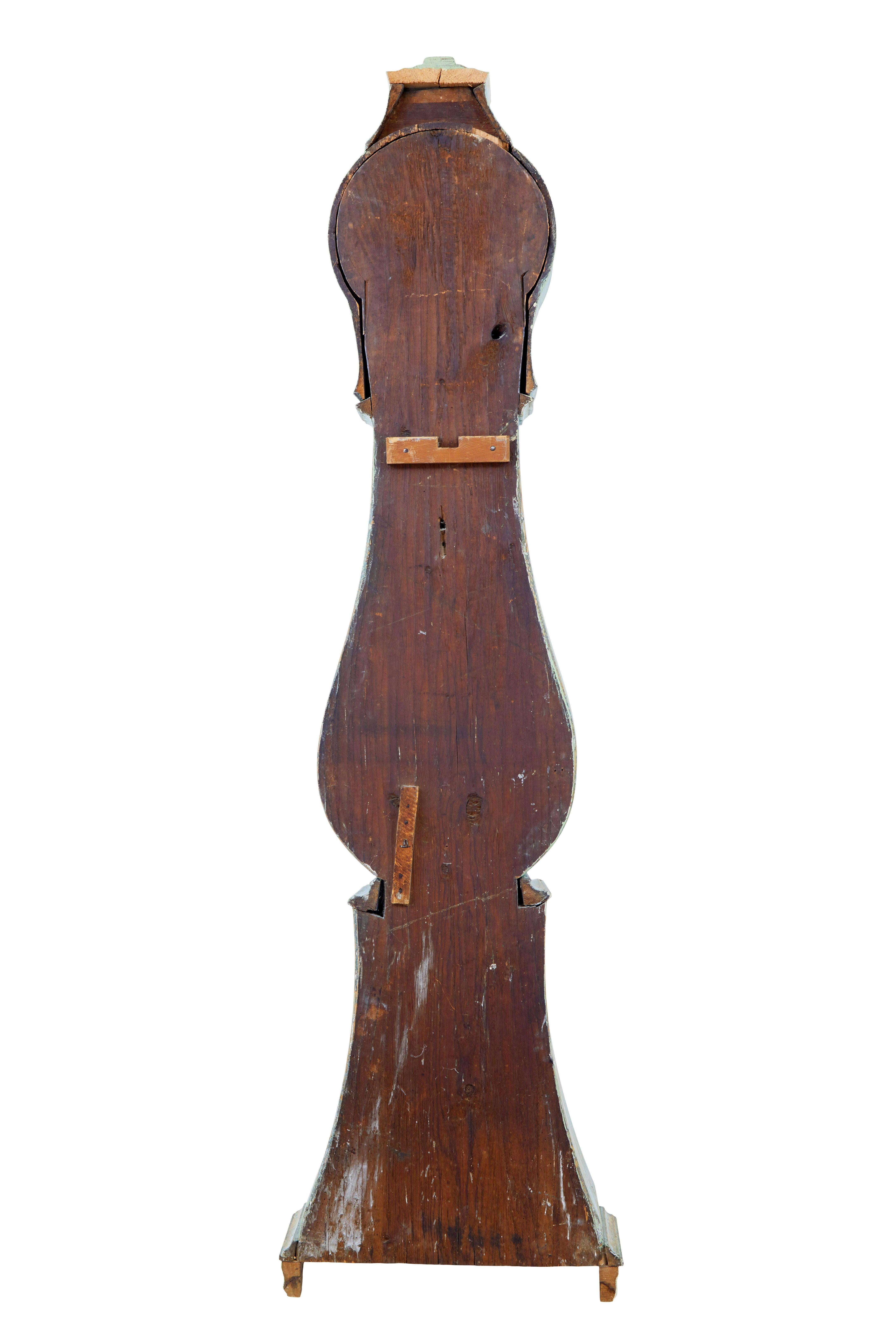 Svedese Orologio a cassa lunga in pino svedese della metà del XIX secolo Mora Clocks in vendita