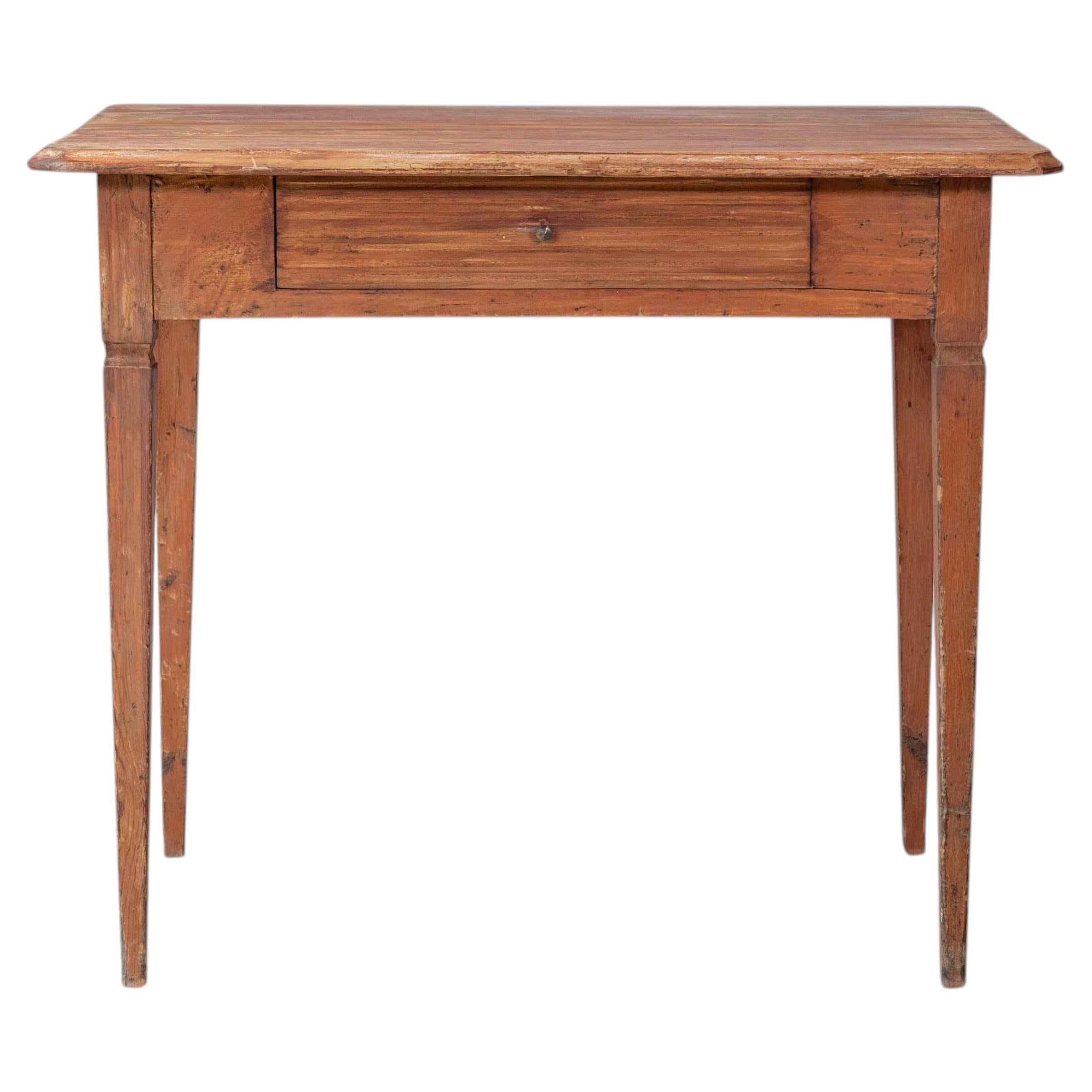 Mid-19th Century Swedish Pine One-Drawer Side Table