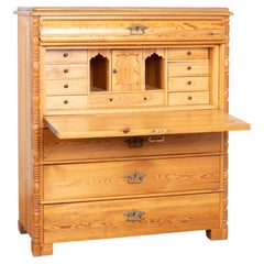 Mid 19th Century Swedish Pine Secretary Bureau