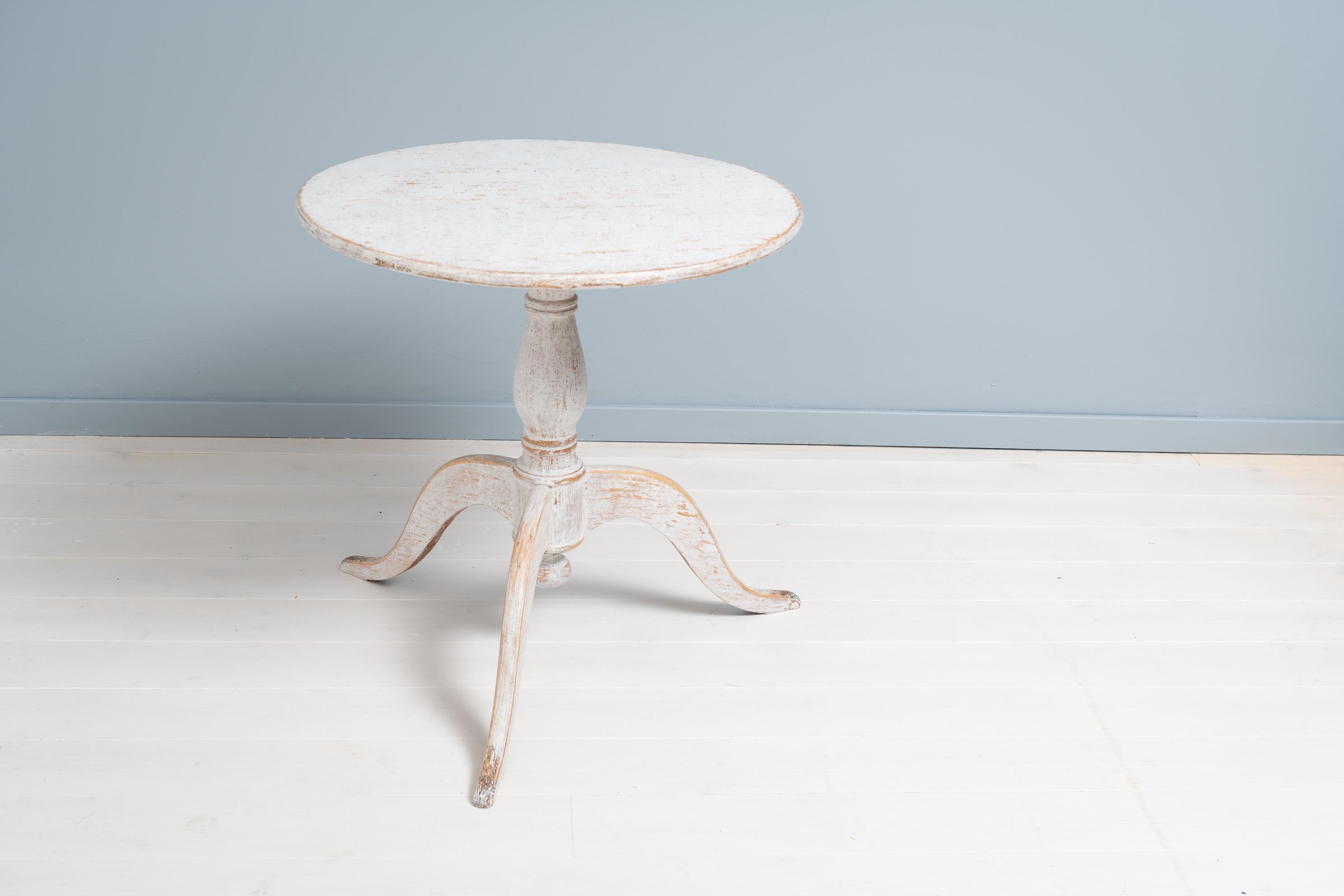 Mid 19th Century Swedish Rococo Style White Column Table 1