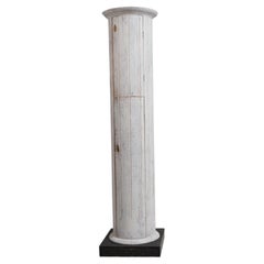 Mid 19th Century Swedish Round White Pine Column Cabinet