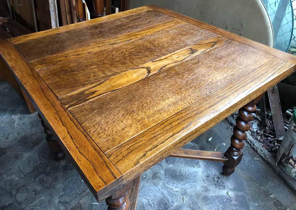 Mid-19th Century Table Oak Extendable Pull-Out Table Brown Tuscany Dining Table In Good Condition In Buggiano, IT