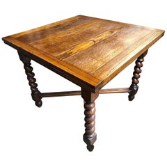 Mid-19th Century Table Oak Extendable Pull-Out Table Brown Tuscany Dining Table