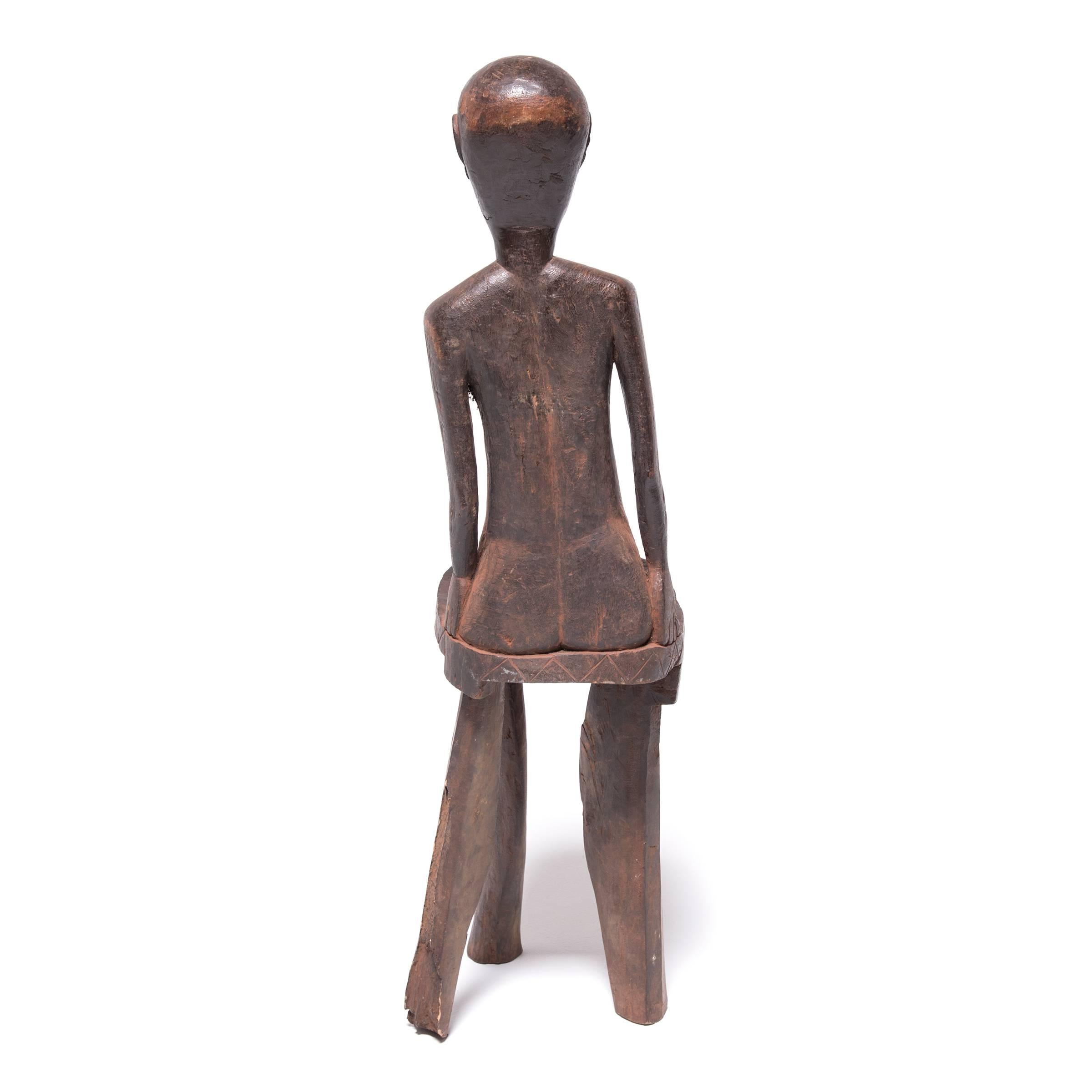 Carved Tanzanian Figurative Chieftain's Stool