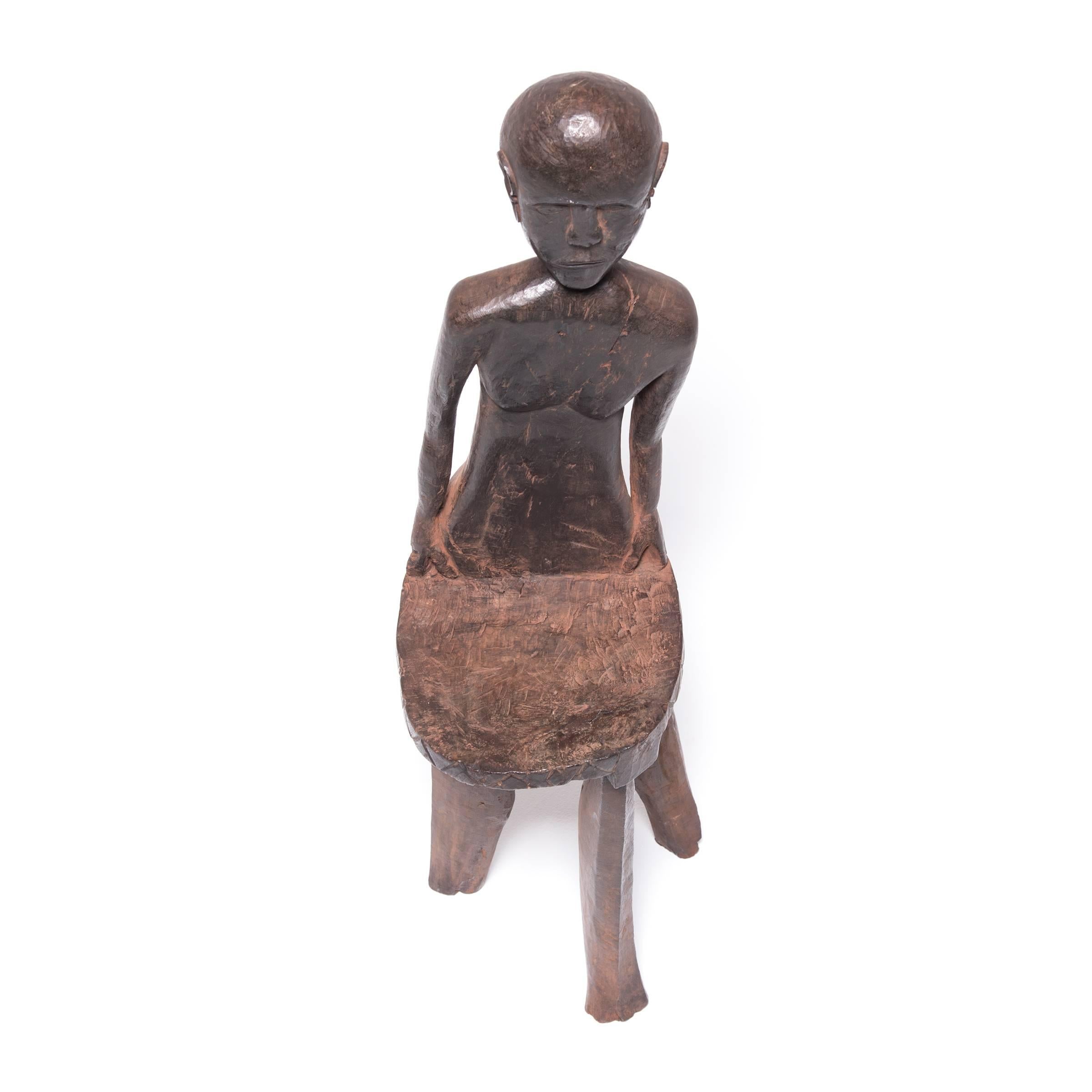 20th Century Tanzanian Figurative Chieftain's Stool