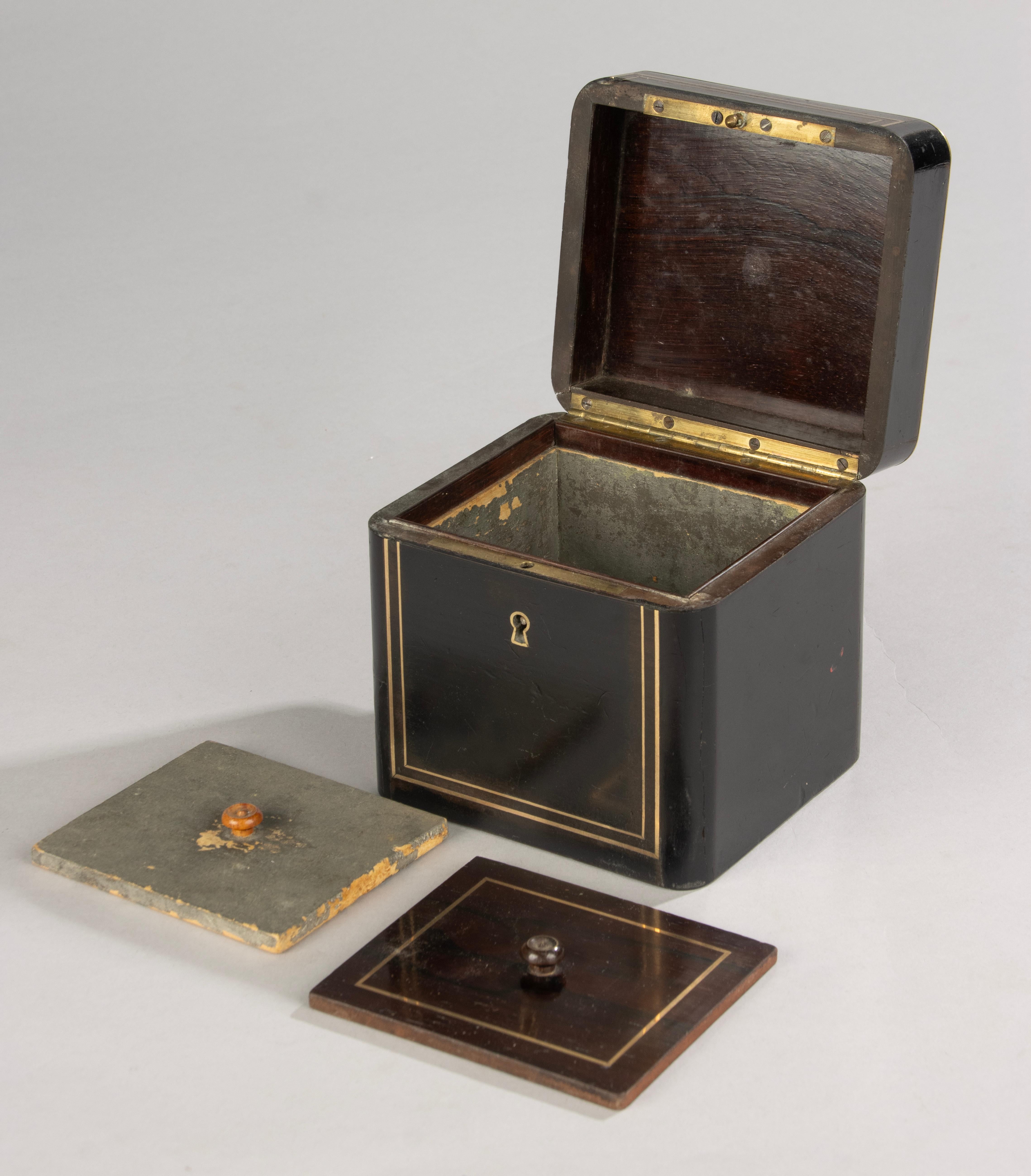 Milieu du 19ème siècle Boite à thé - Napoléon III - Ebonisée et incrustée en vente 2