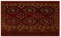 Tekke Turkmenisches Chuval aus der Mitte des 19. Jahrhunderts mit Highlights aus Seide und Baumwolle