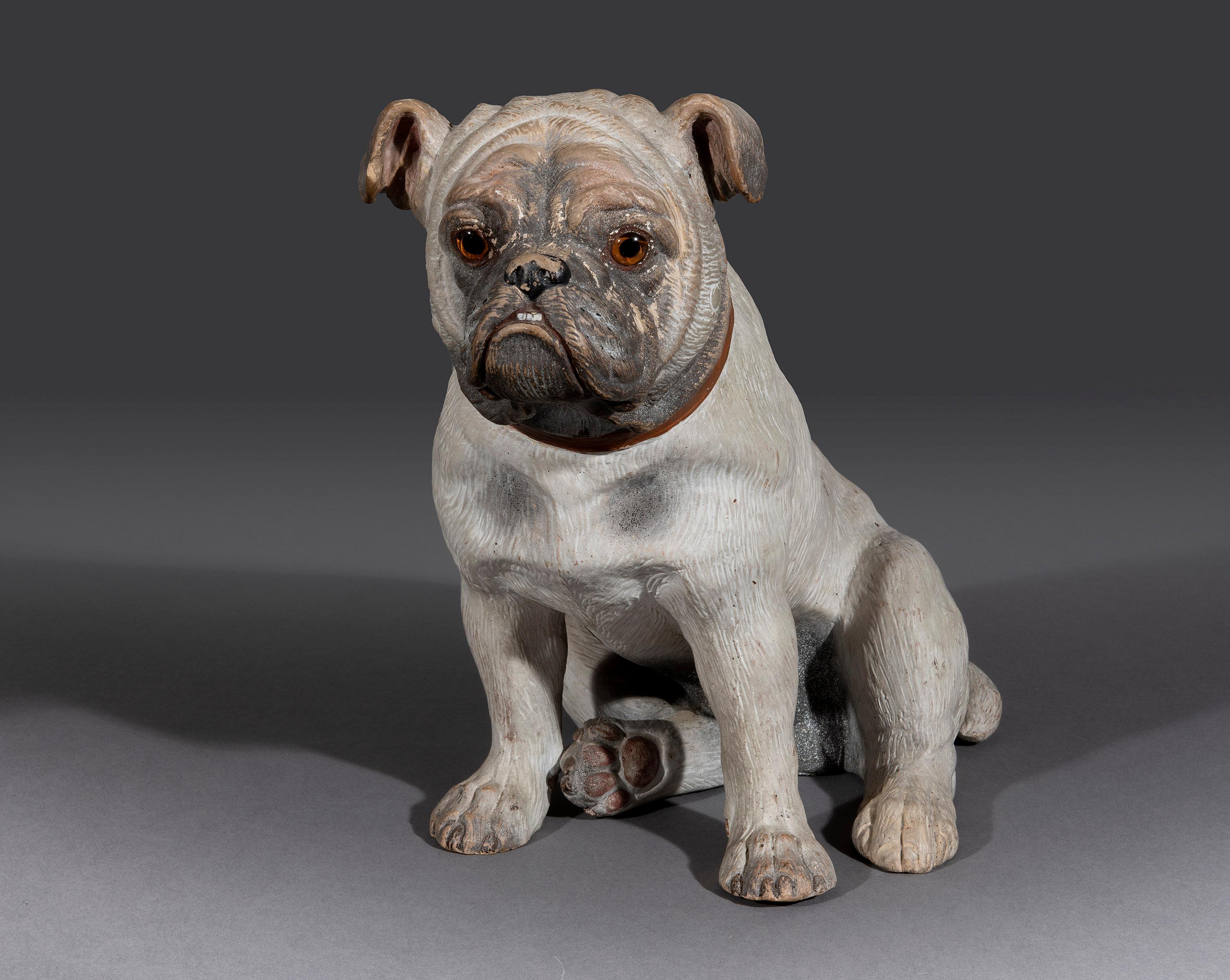 German Mid-19th Century Terracotta Figure of French Bulldog For Sale