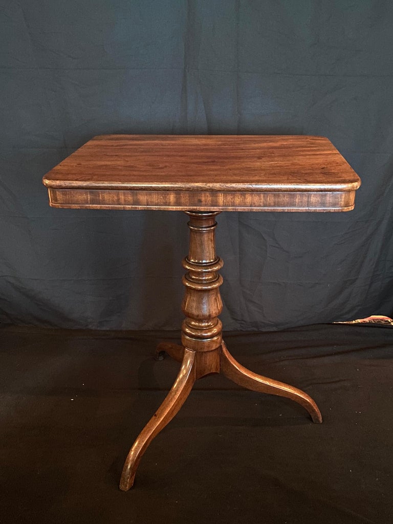 Victorian Mid 19th Century Three Footed Mahogany Pedestal Side Table For Sale