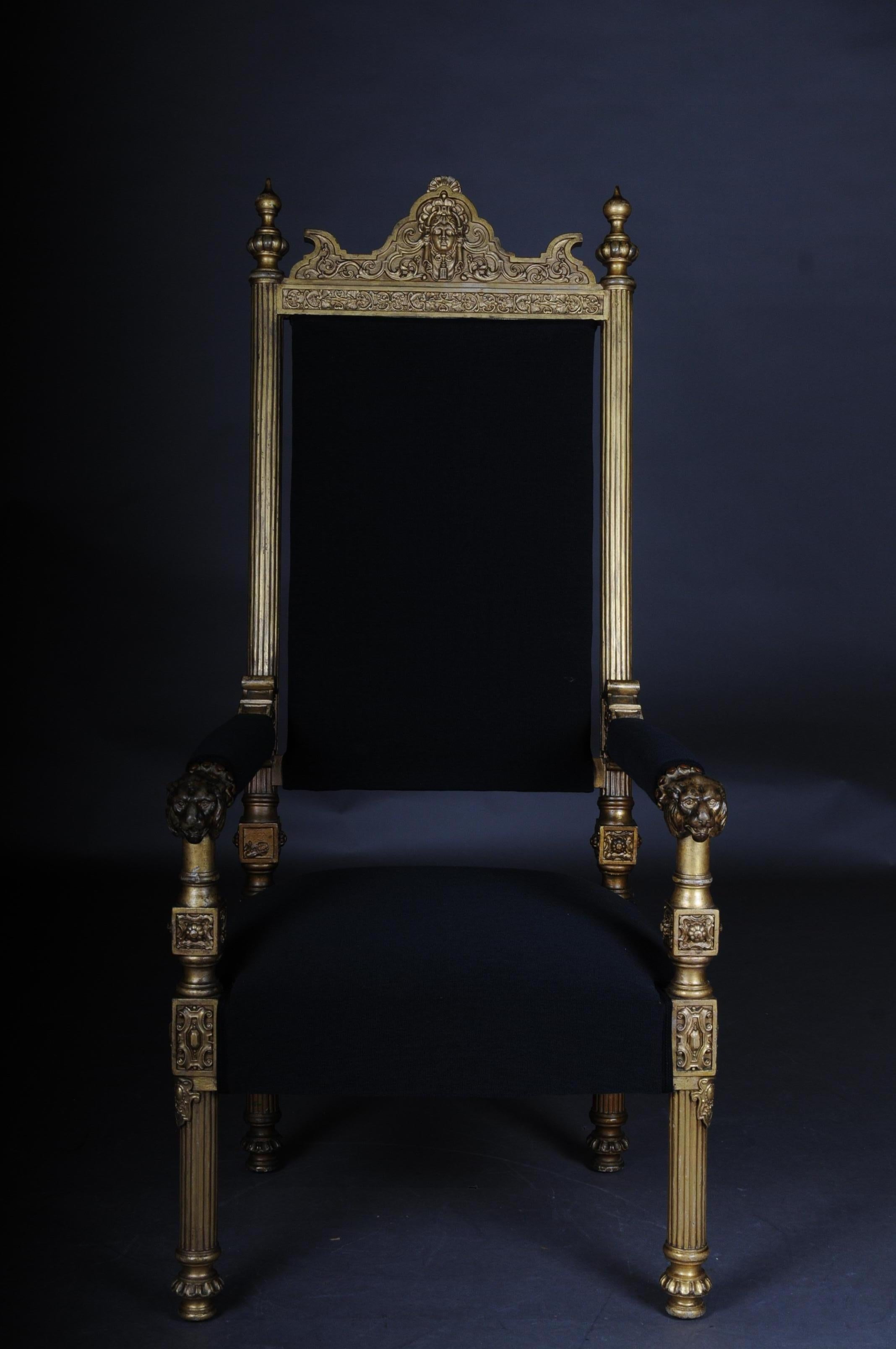 German Mid-19th Century Throne Armchair Probably Johann Heinrich Strack Design For Sale