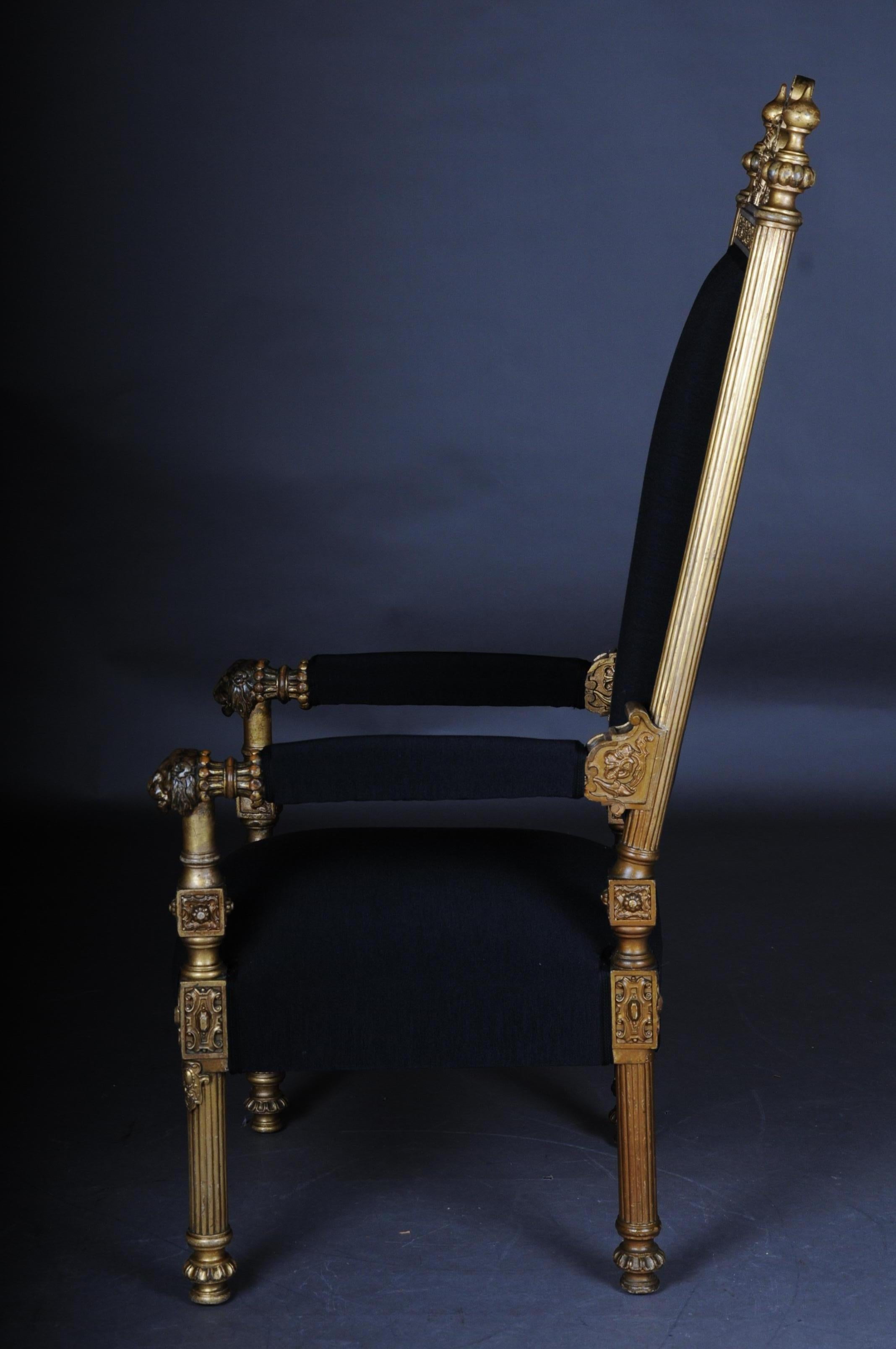 Gilt Mid-19th Century Throne Armchair Probably Johann Heinrich Strack Design For Sale