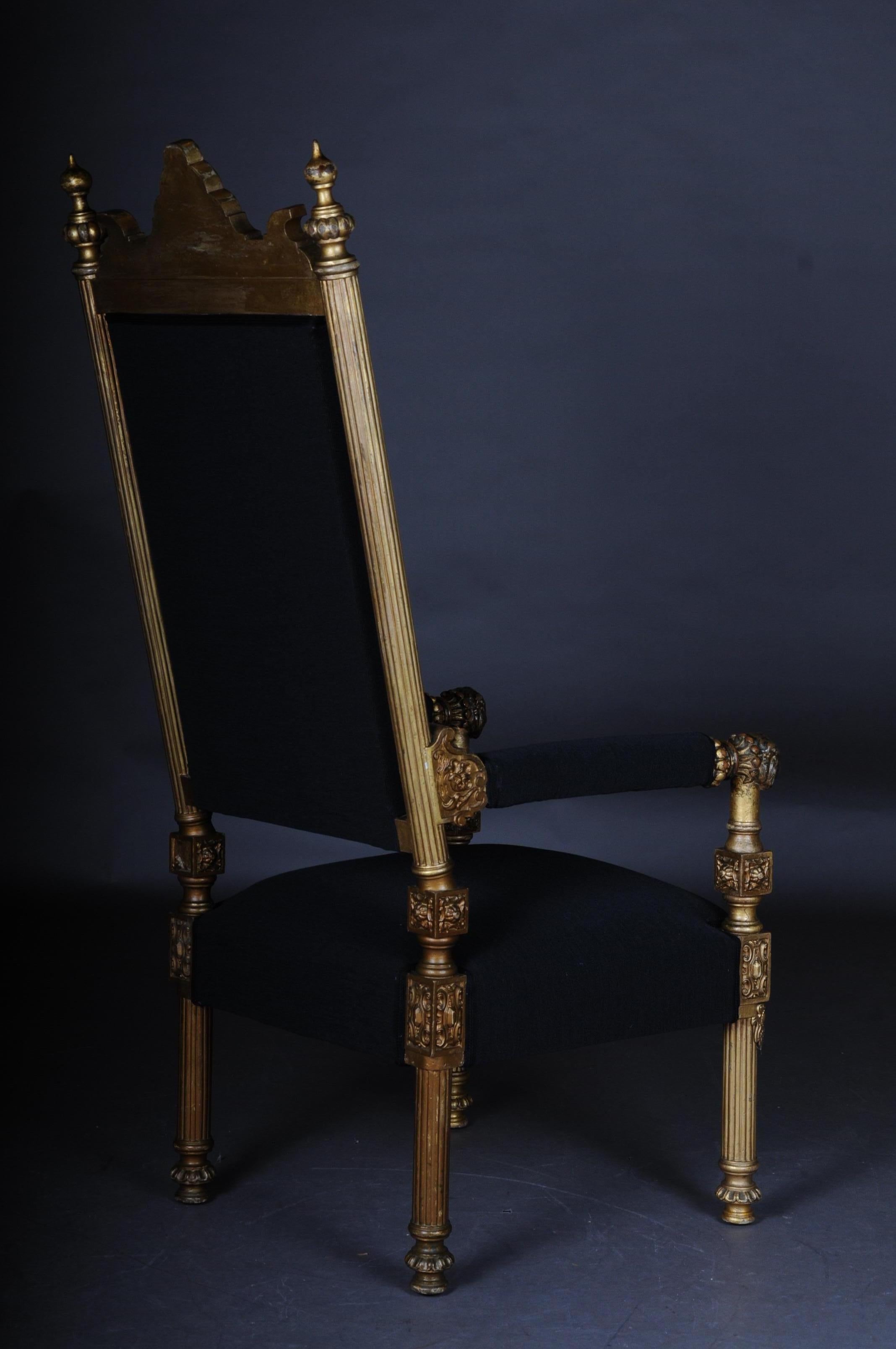Doré Fauteuil trône du milieu du XIXe siècle Probablement design de Johann Heinrich Strack en vente