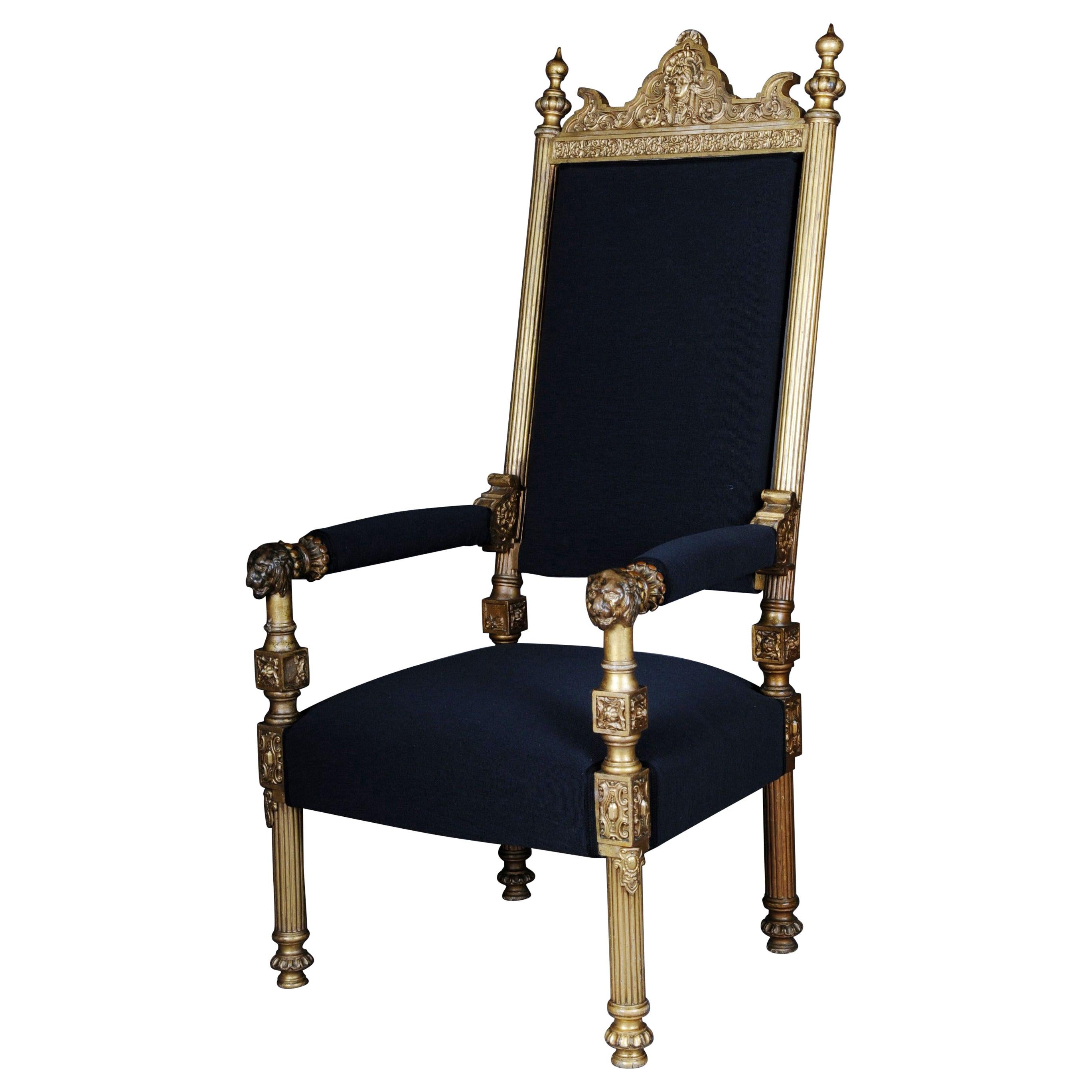 Fauteuil trône du milieu du XIXe siècle Probablement design de Johann Heinrich Strack