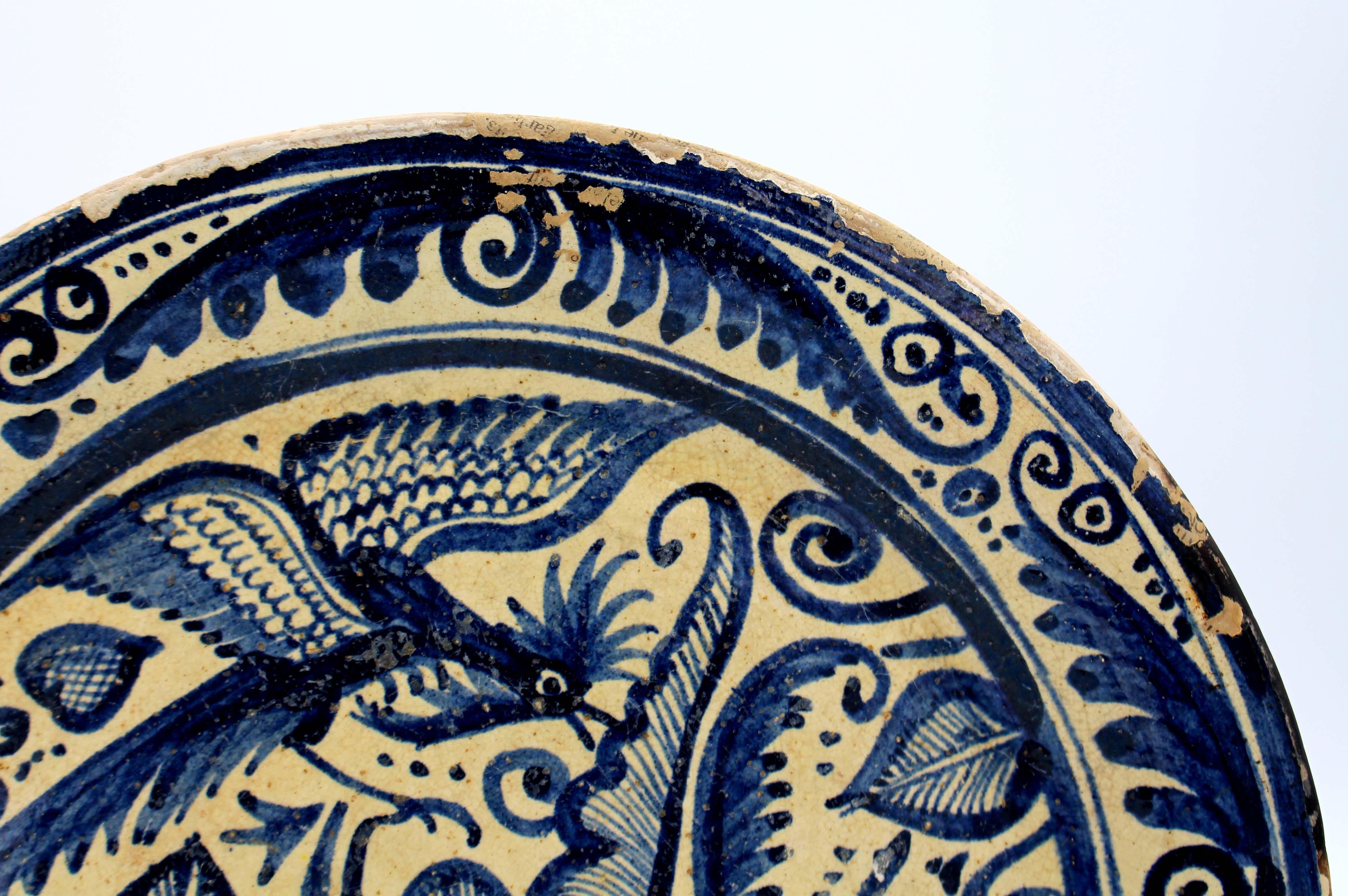 Zinn glasierter Terrakotta-Chop-Teller aus der Mitte des 19. Jahrhunderts im Angebot 1