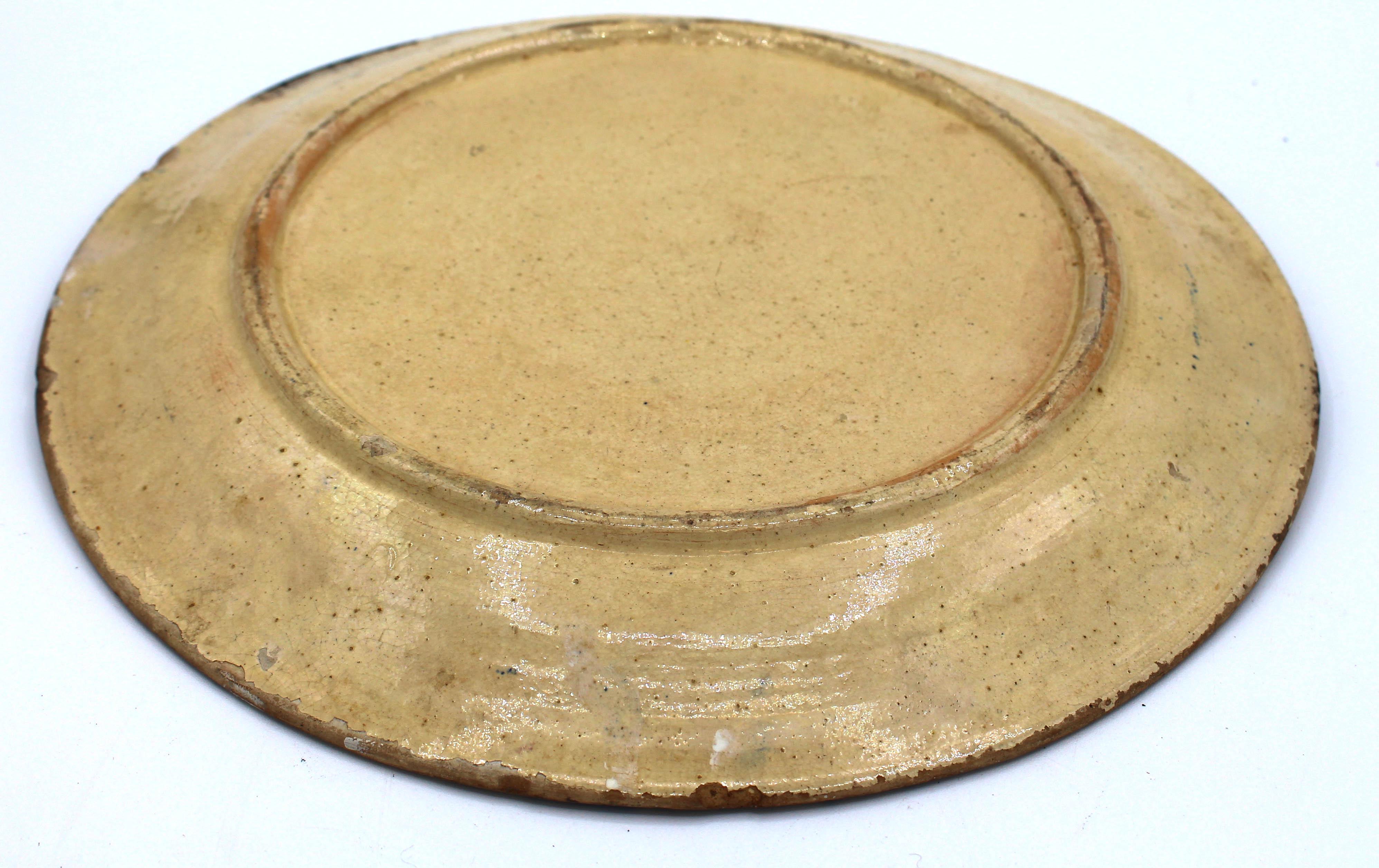 Zinn glasierter Terrakotta-Chop-Teller aus der Mitte des 19. Jahrhunderts im Angebot 3