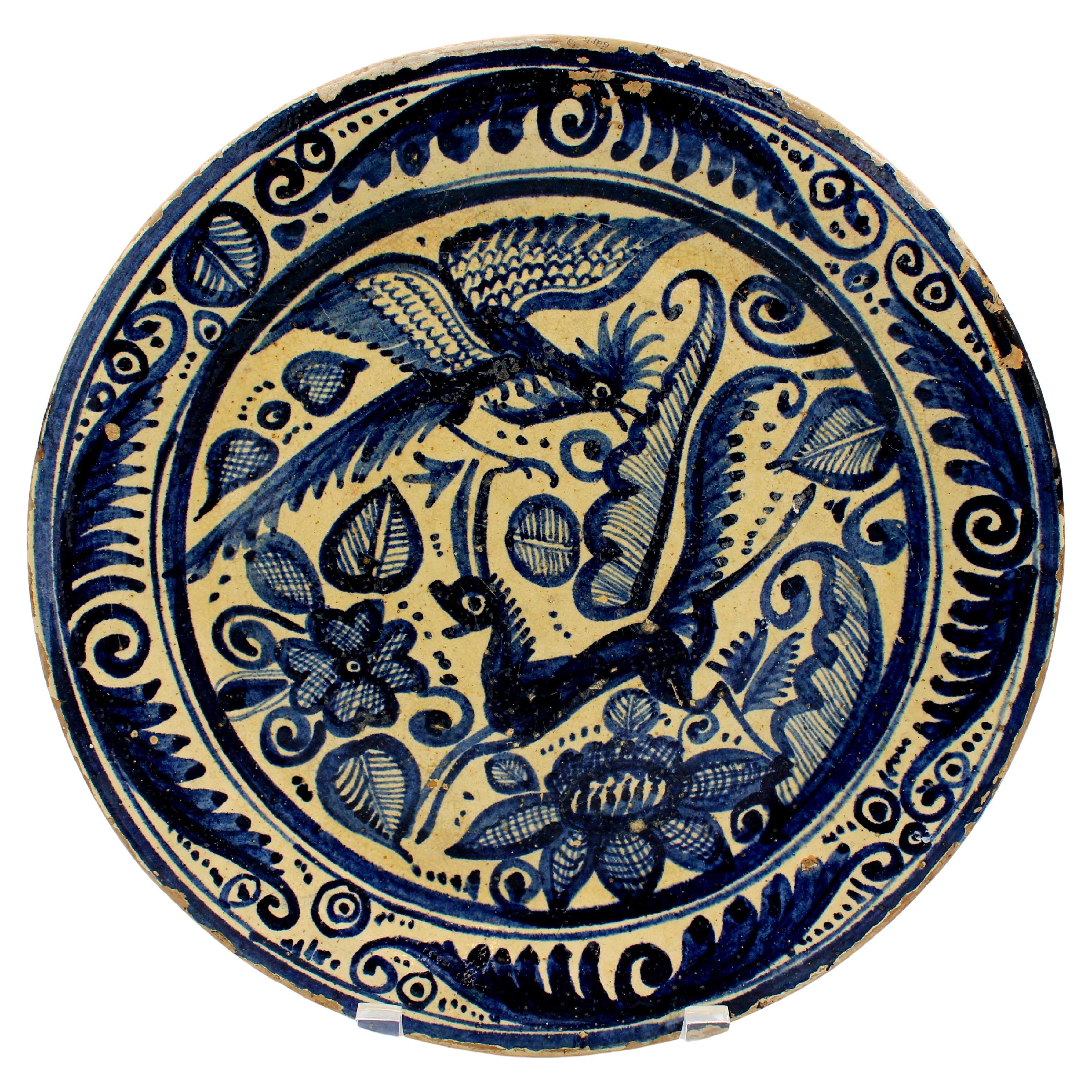 Mid-19th Century Tin Glazed Terracotta Chop Plate For Sale