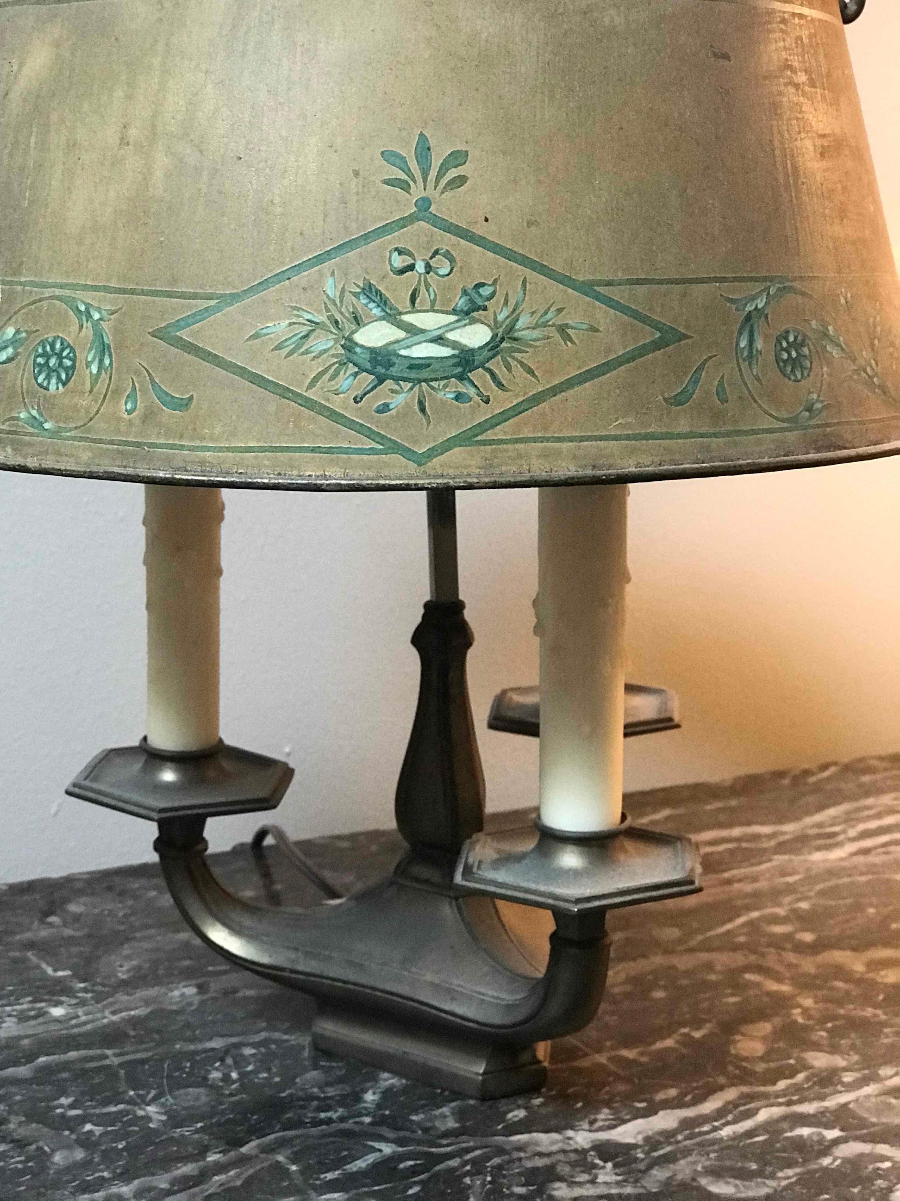 Empire Mid-19th Century Tole Bouillotte Candlestick Lamp from France For Sale